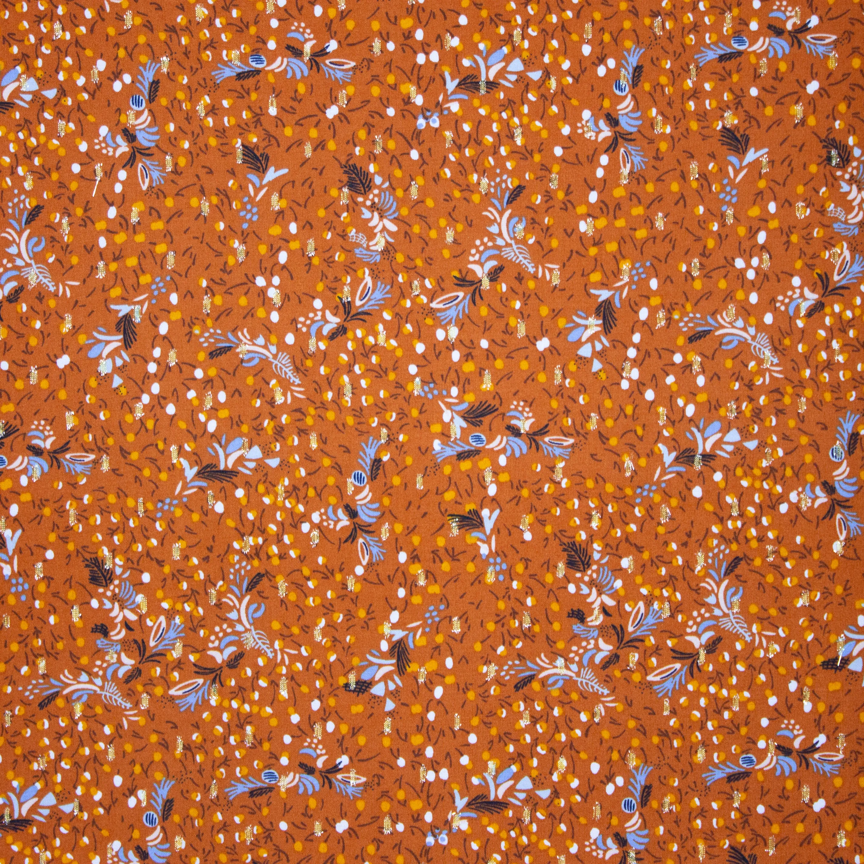 Oranje Viscose met Bolletjes/Streepjes patroon