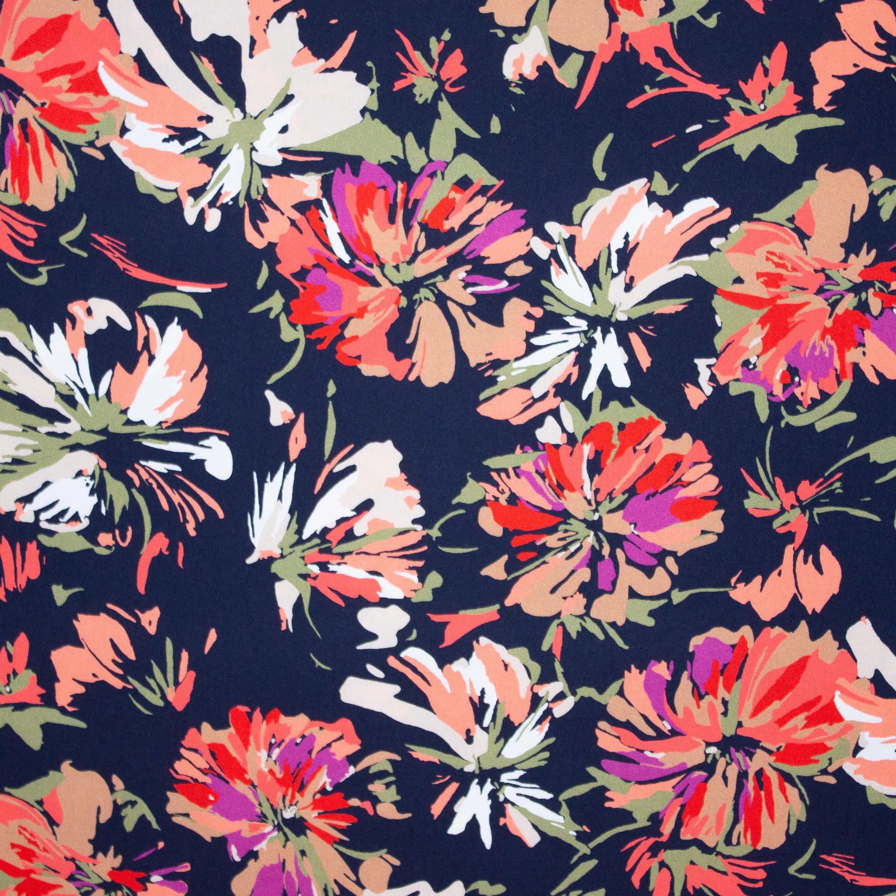 Zwarte Viscose met Gekleurde Bloemen
