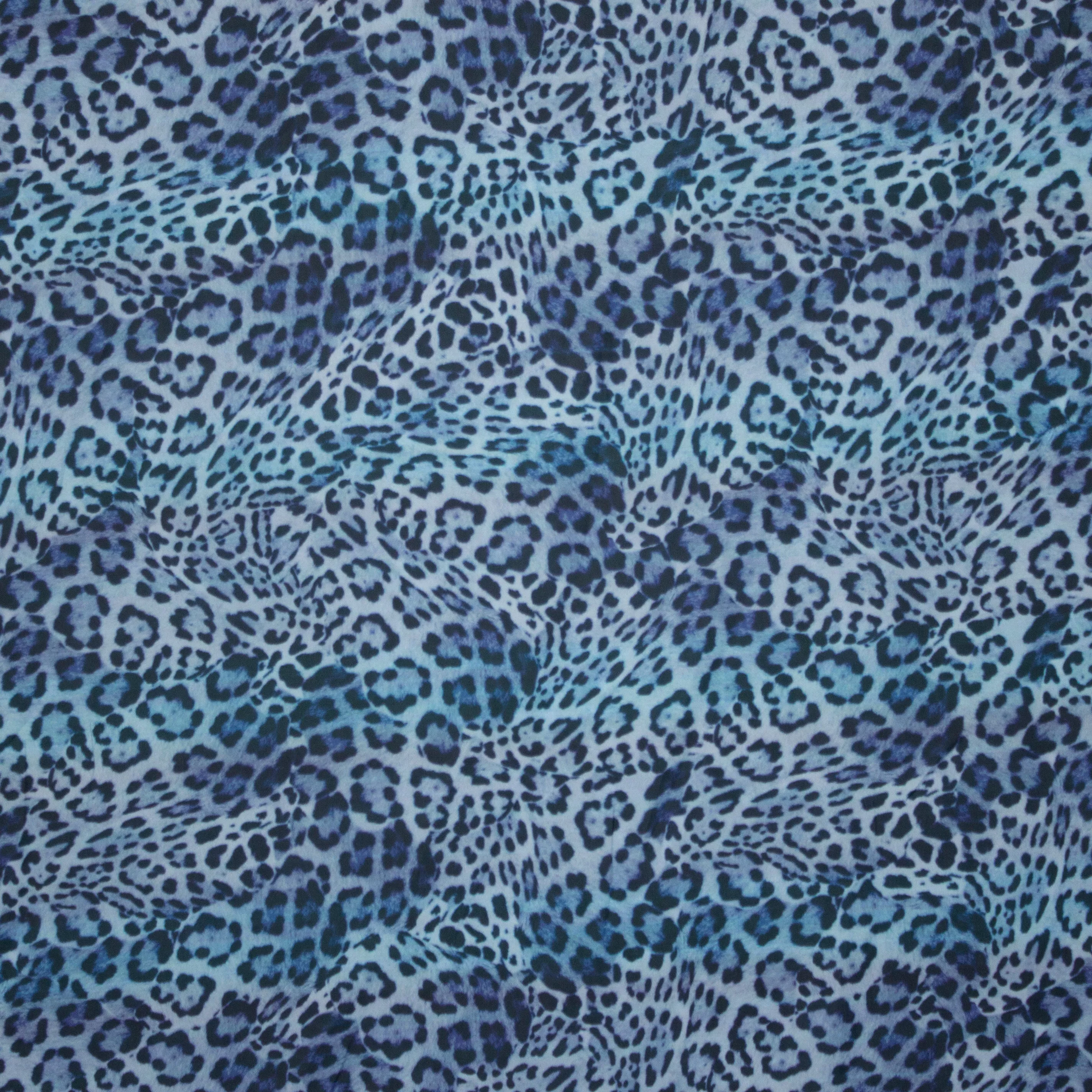 polyester blauw met luipaardpatroon