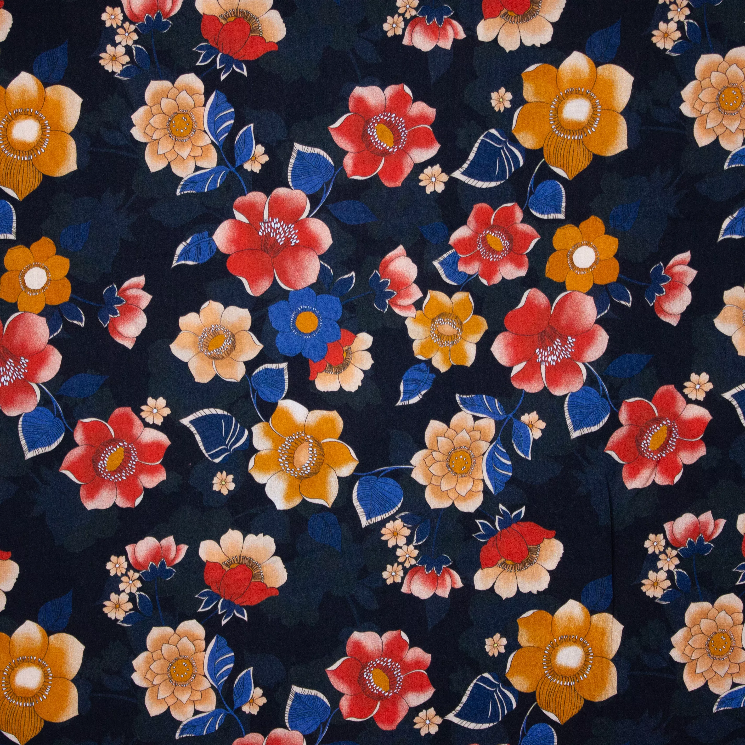 Zwarte Polyester met Bloemen
