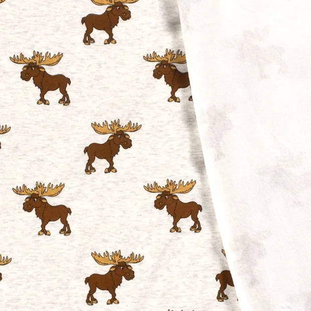 Fleece wit gemêleerd met rendieren