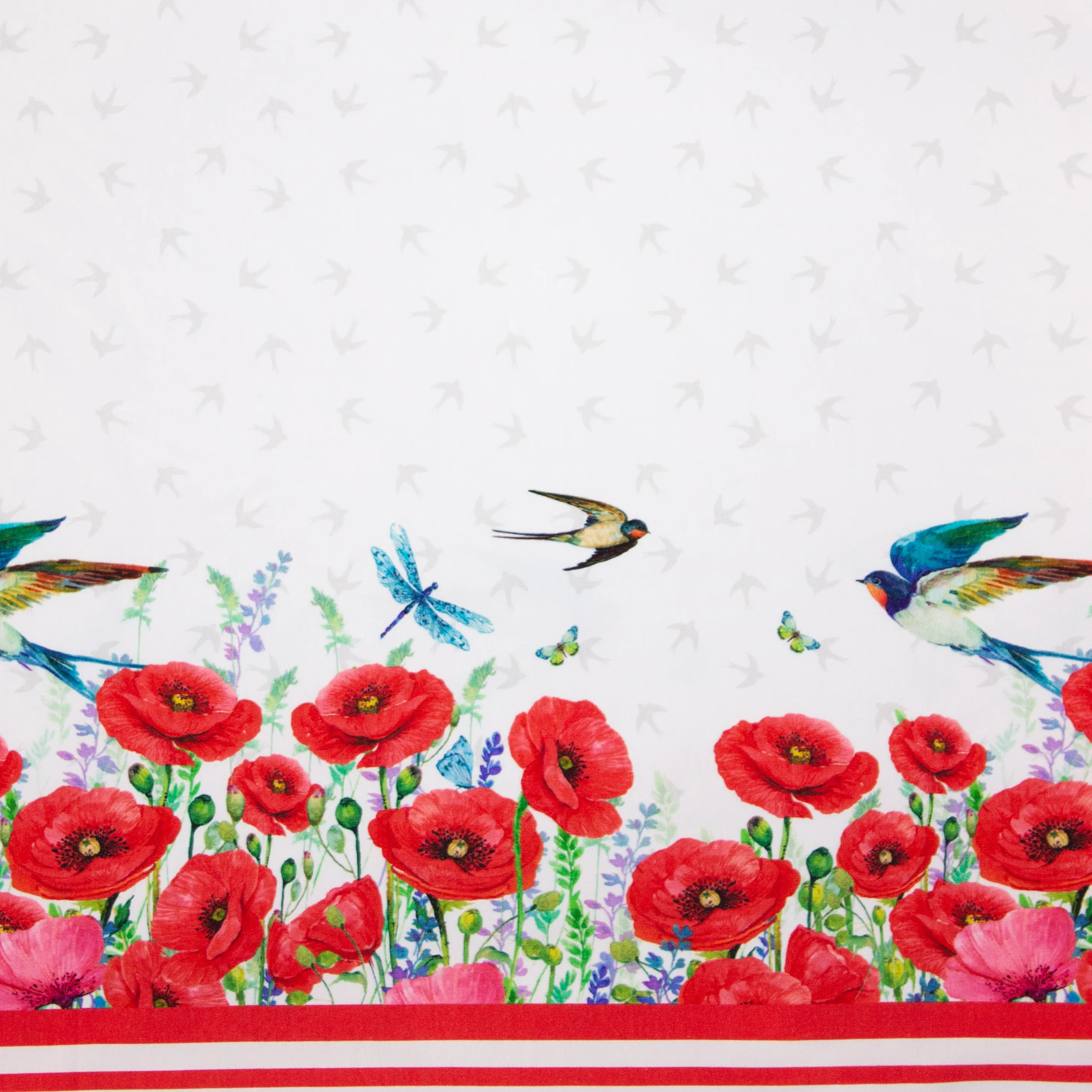 Witte Tricot met Vogels en Rozen