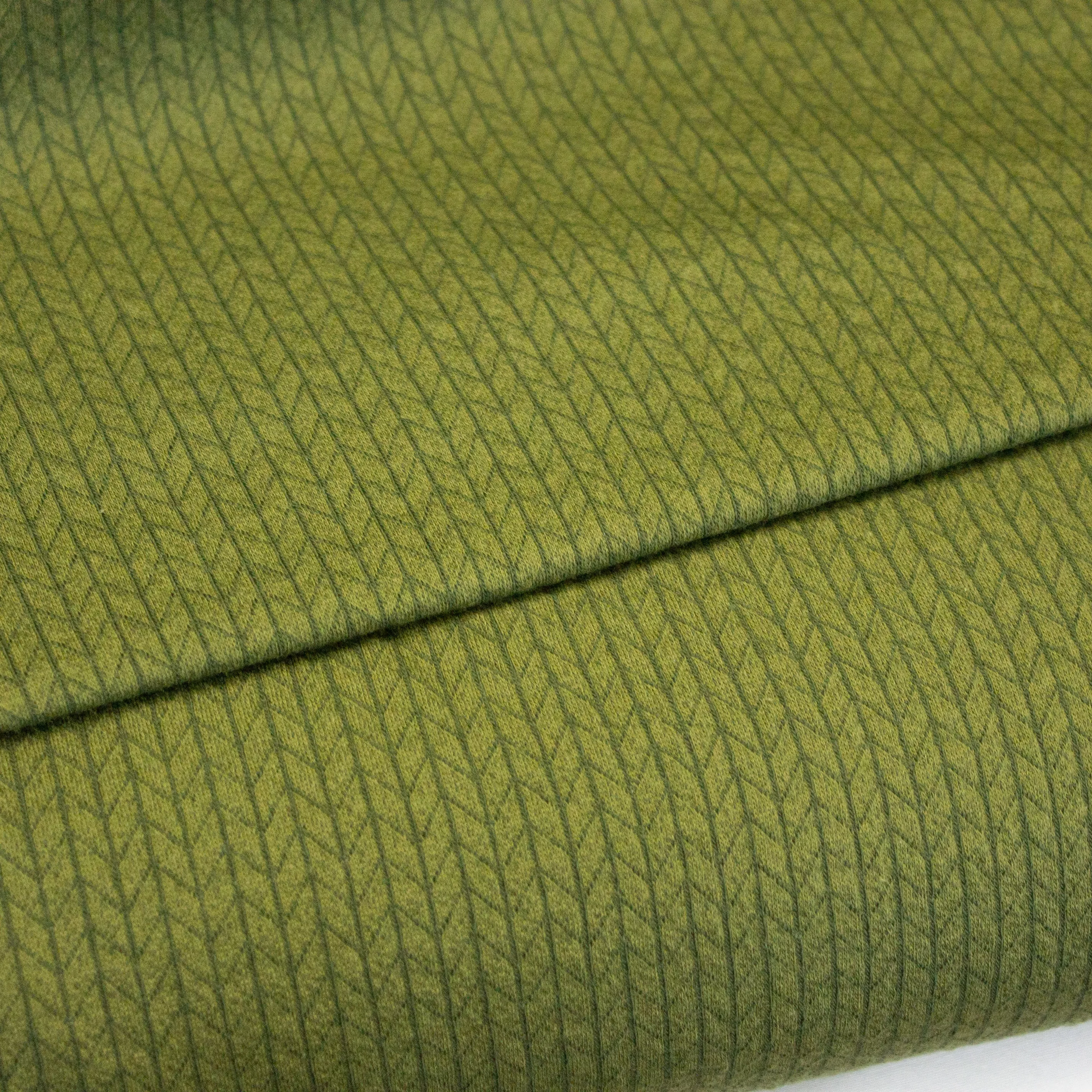 Groene Katoen Stretch met Visgraat