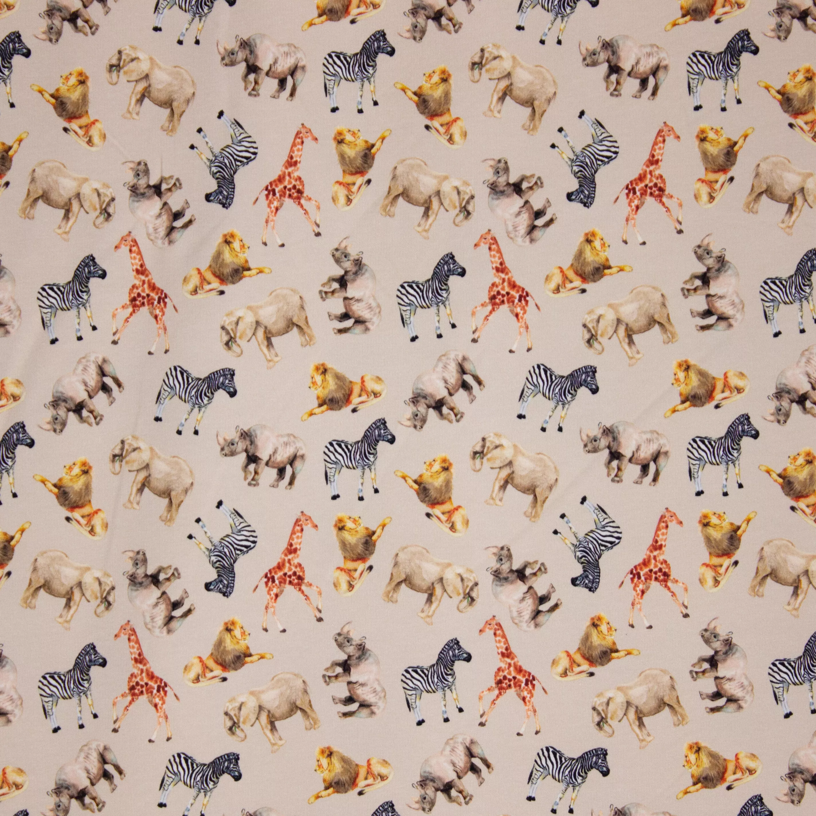 French terry beige met exotische dieren