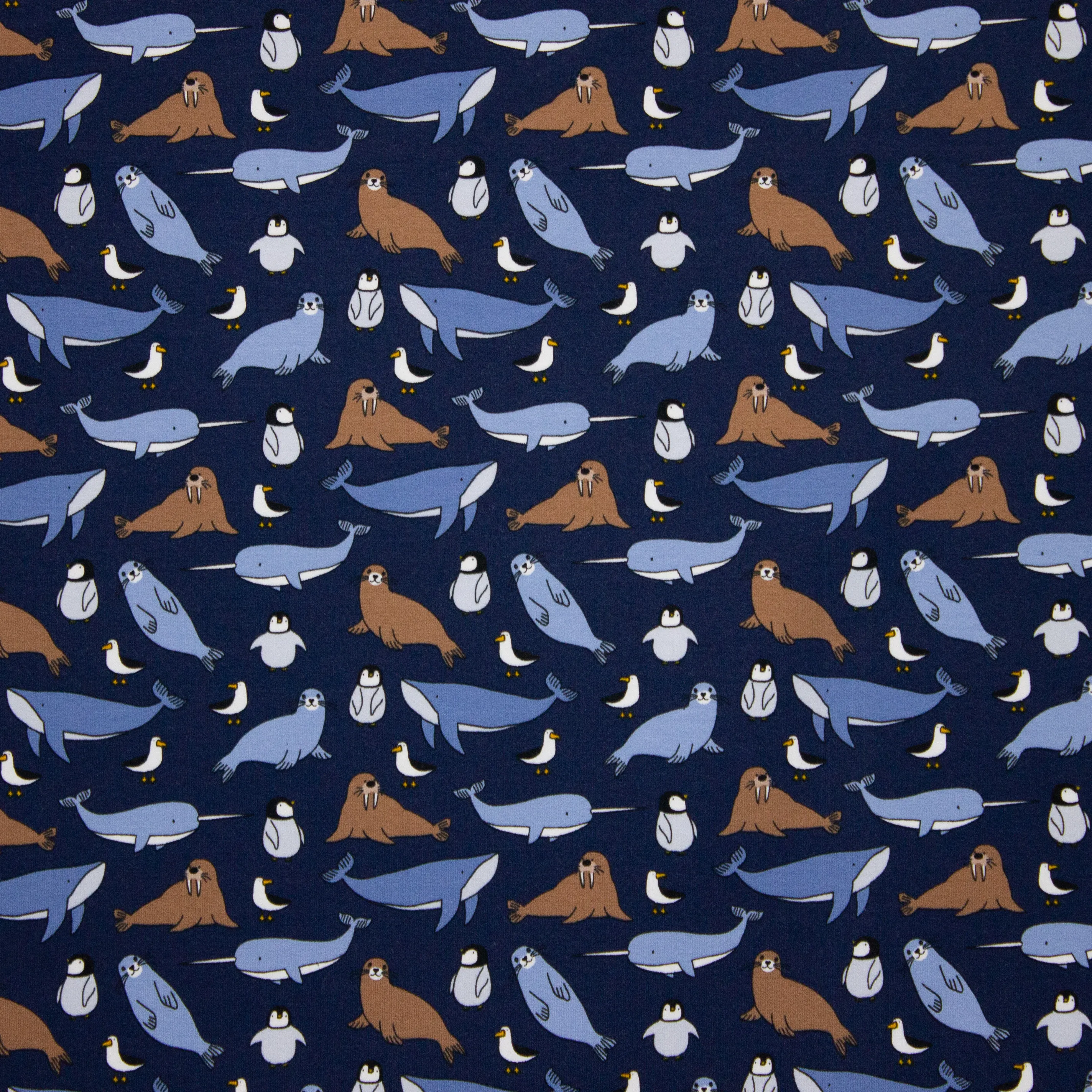 Blauwe French Terry zeedieren