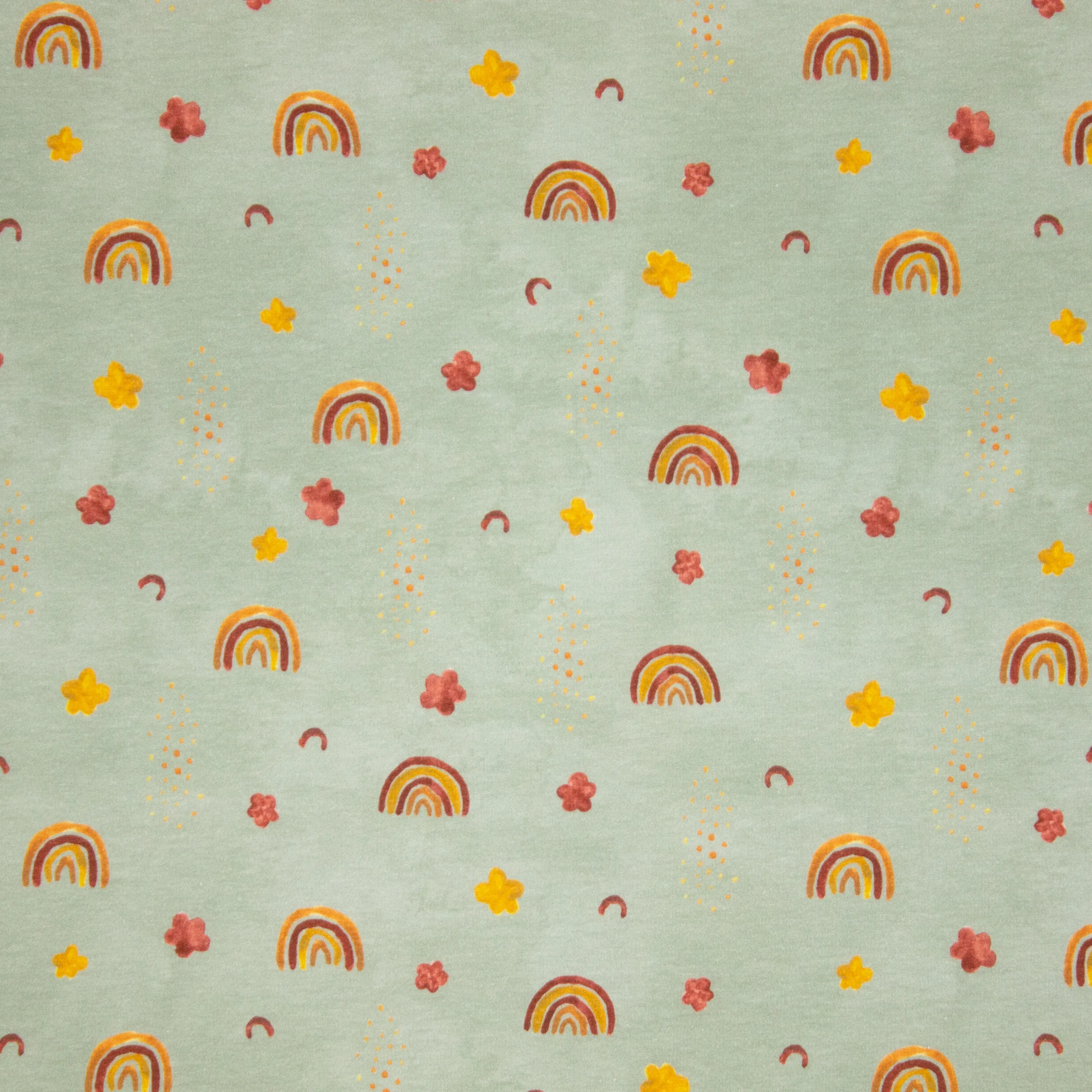 Groene French Terry met Regenbogen