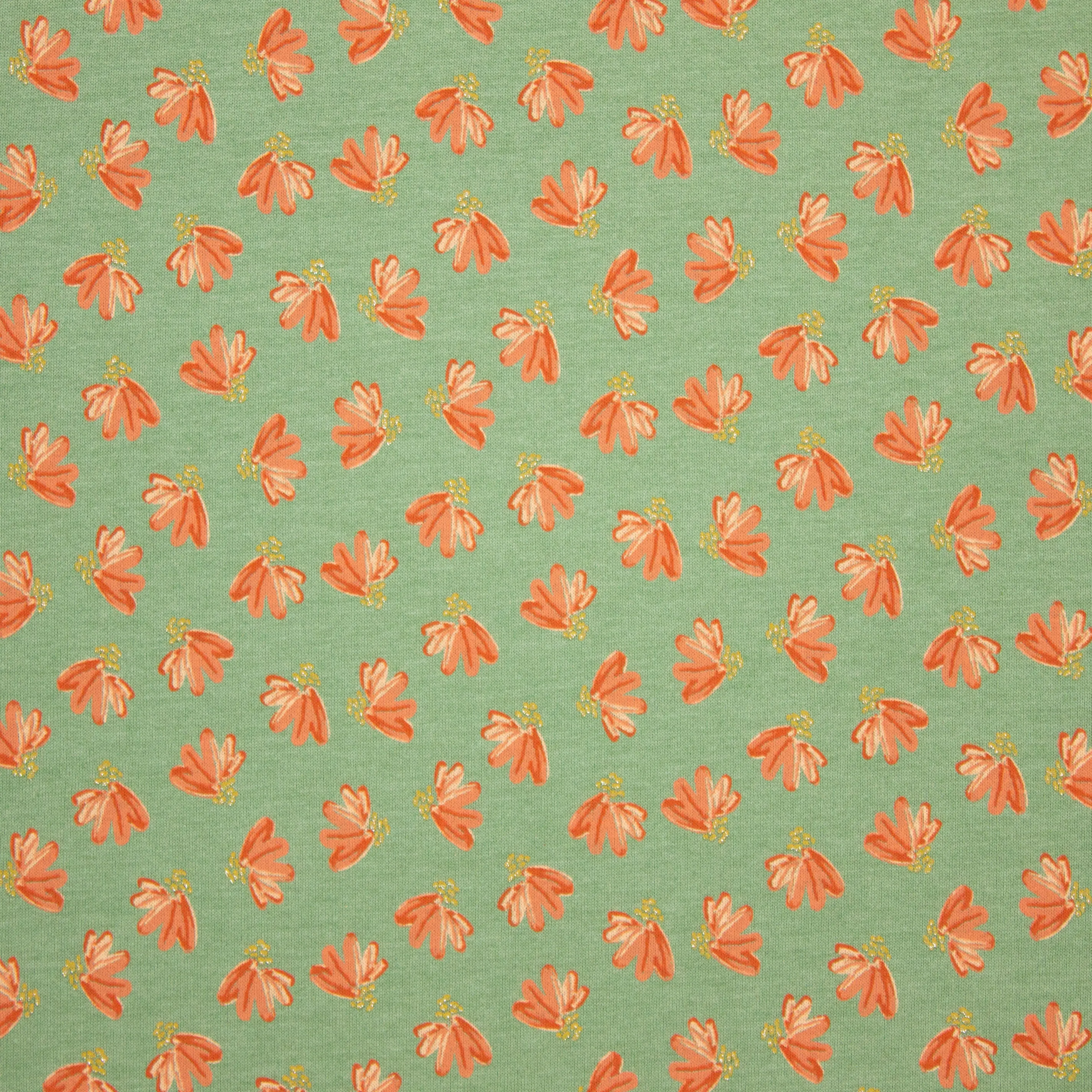 Groene Sweater met Zalmroze Bloemen