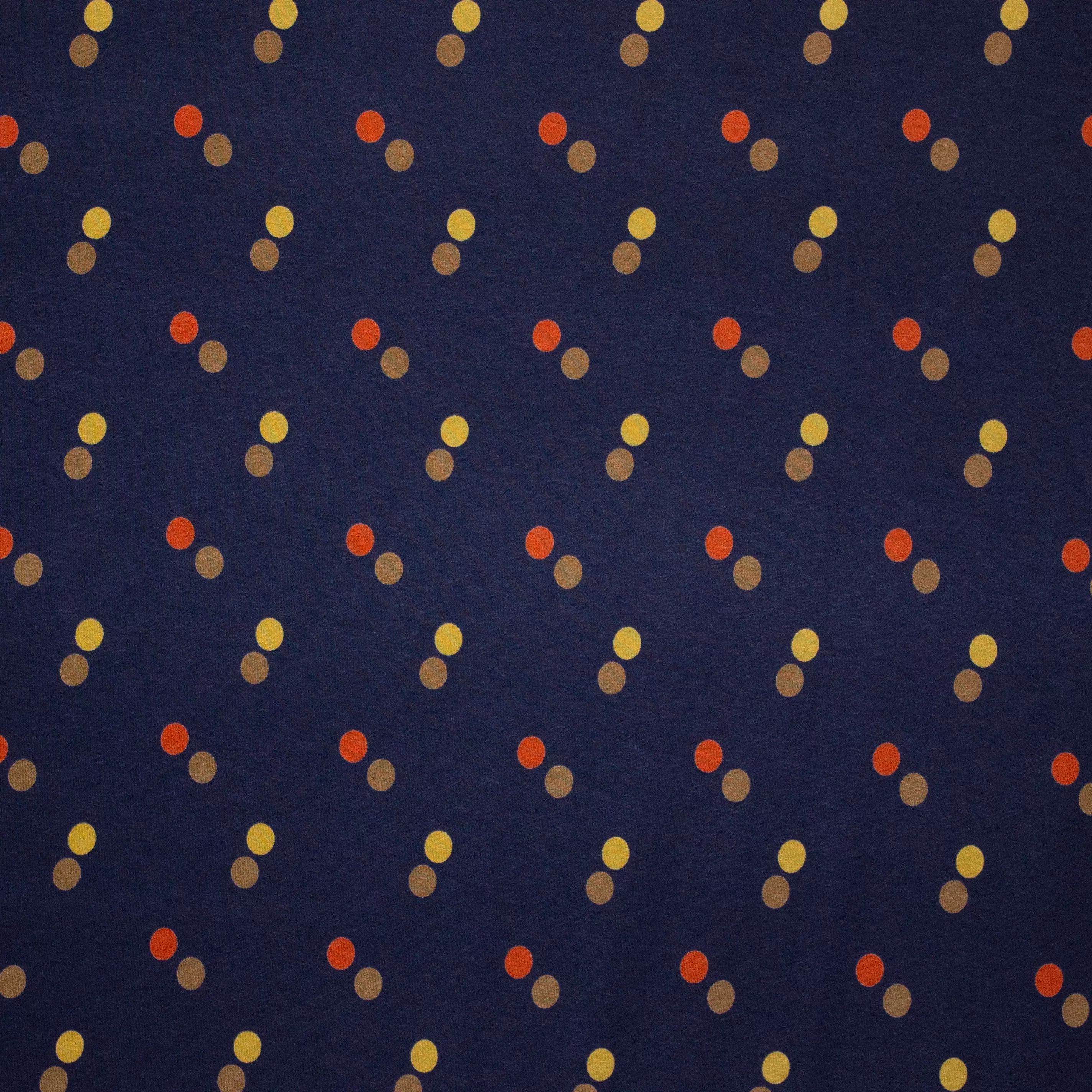 Donkerblauwe Tricot met Gekleurde Bolletjes