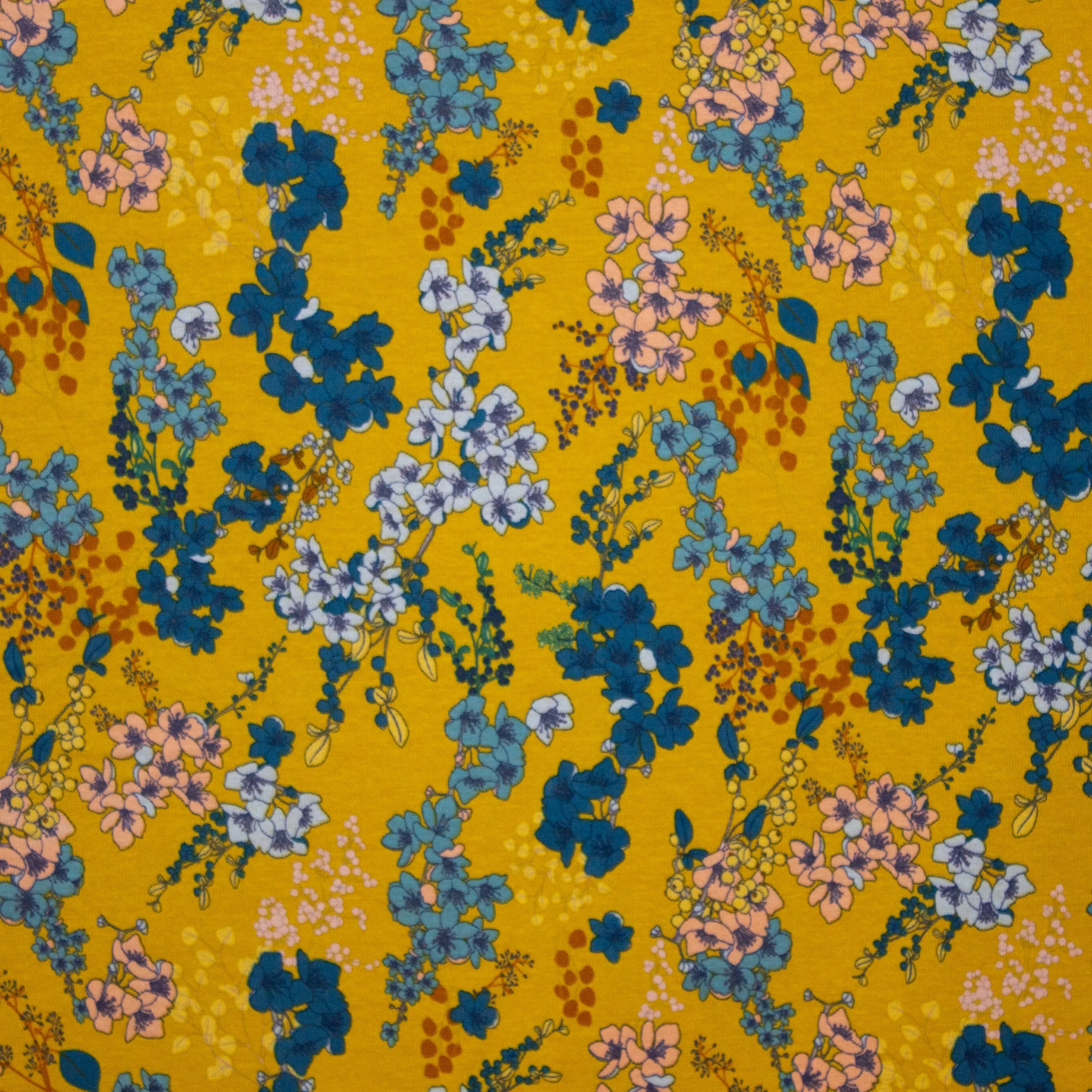 Oker Sweater met Gekleurde Bloemen van Poppy