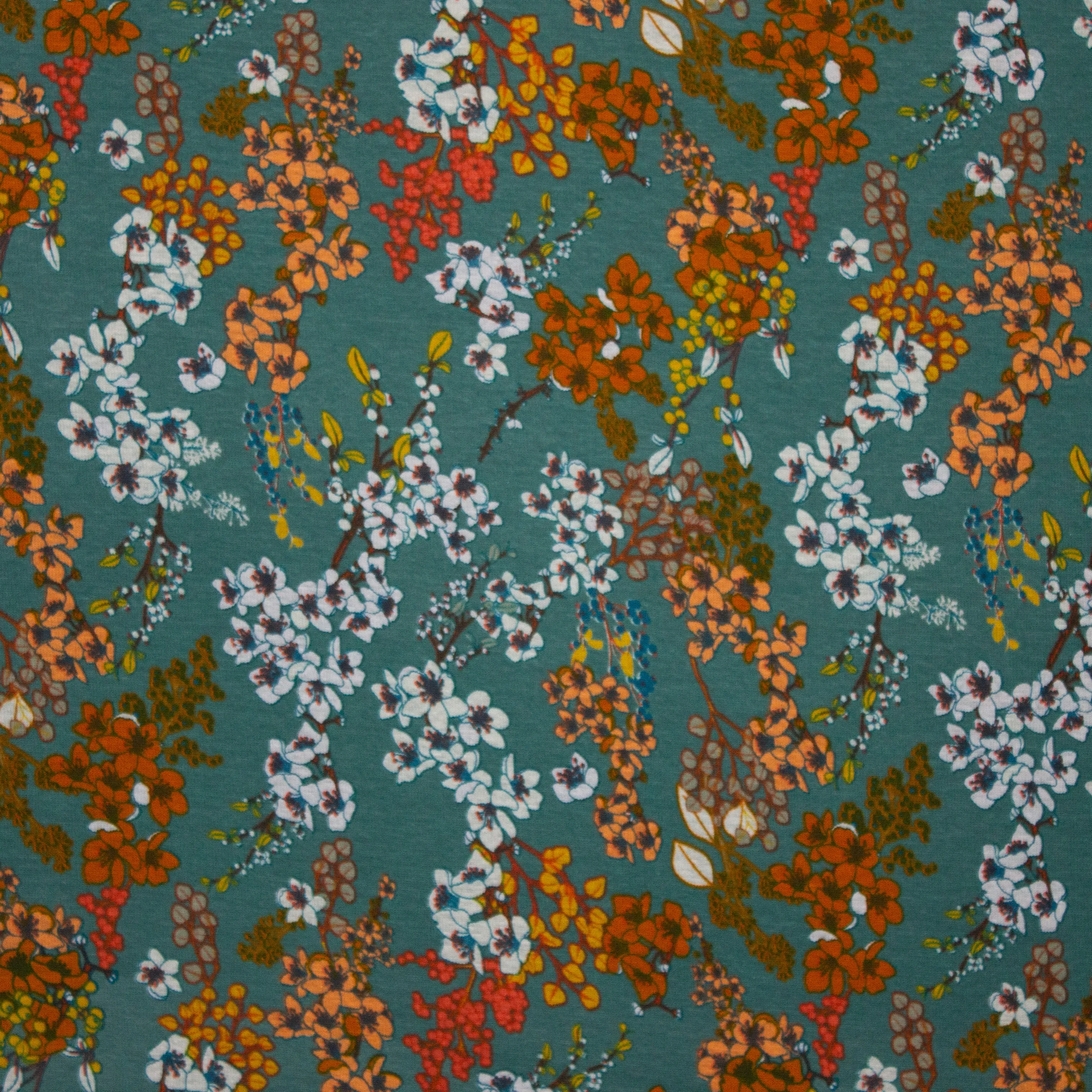 Groene Sweater met Gekleurde Bloemen van Poppy
