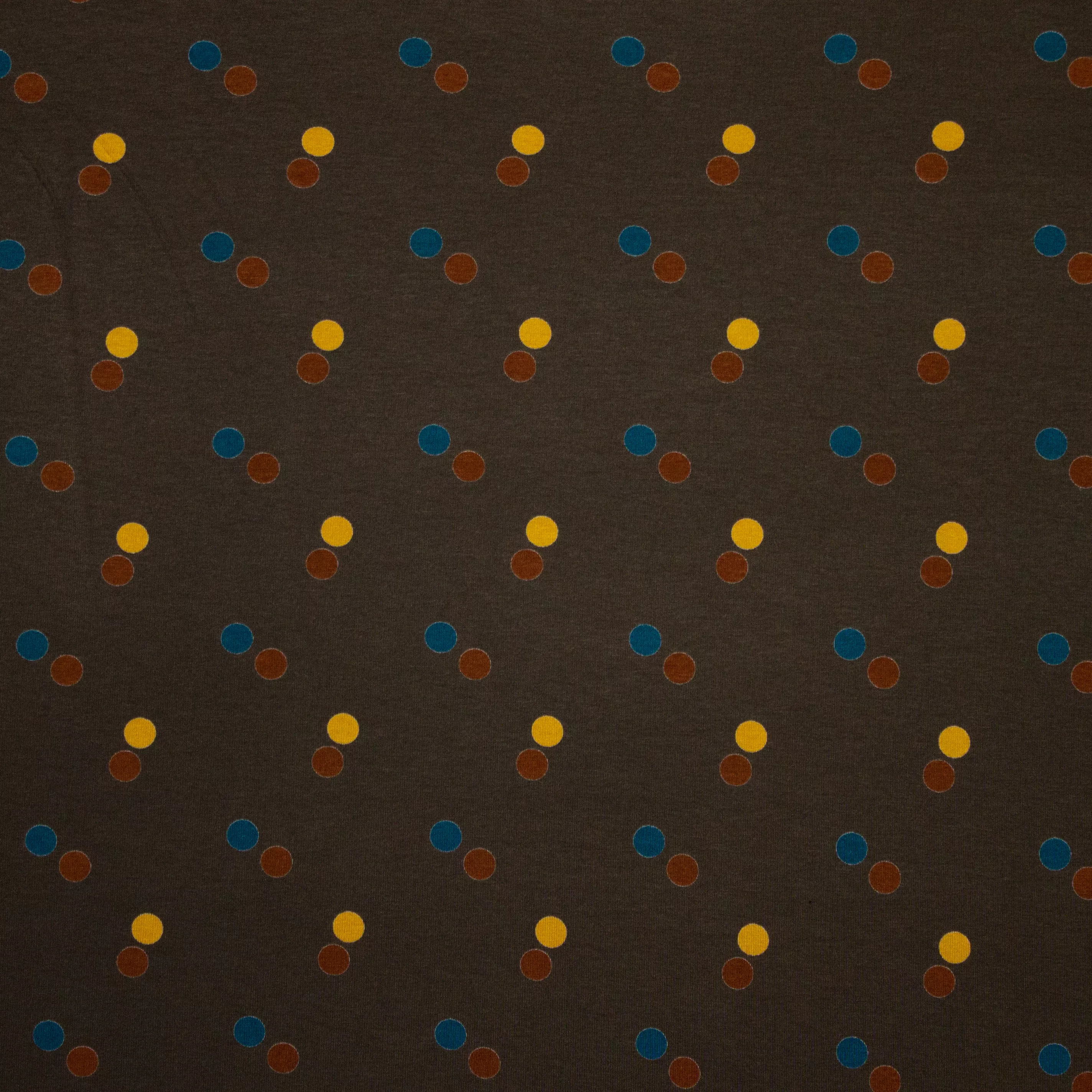 Bruin-Grijze Tricot met Gekleurde Bolletjes