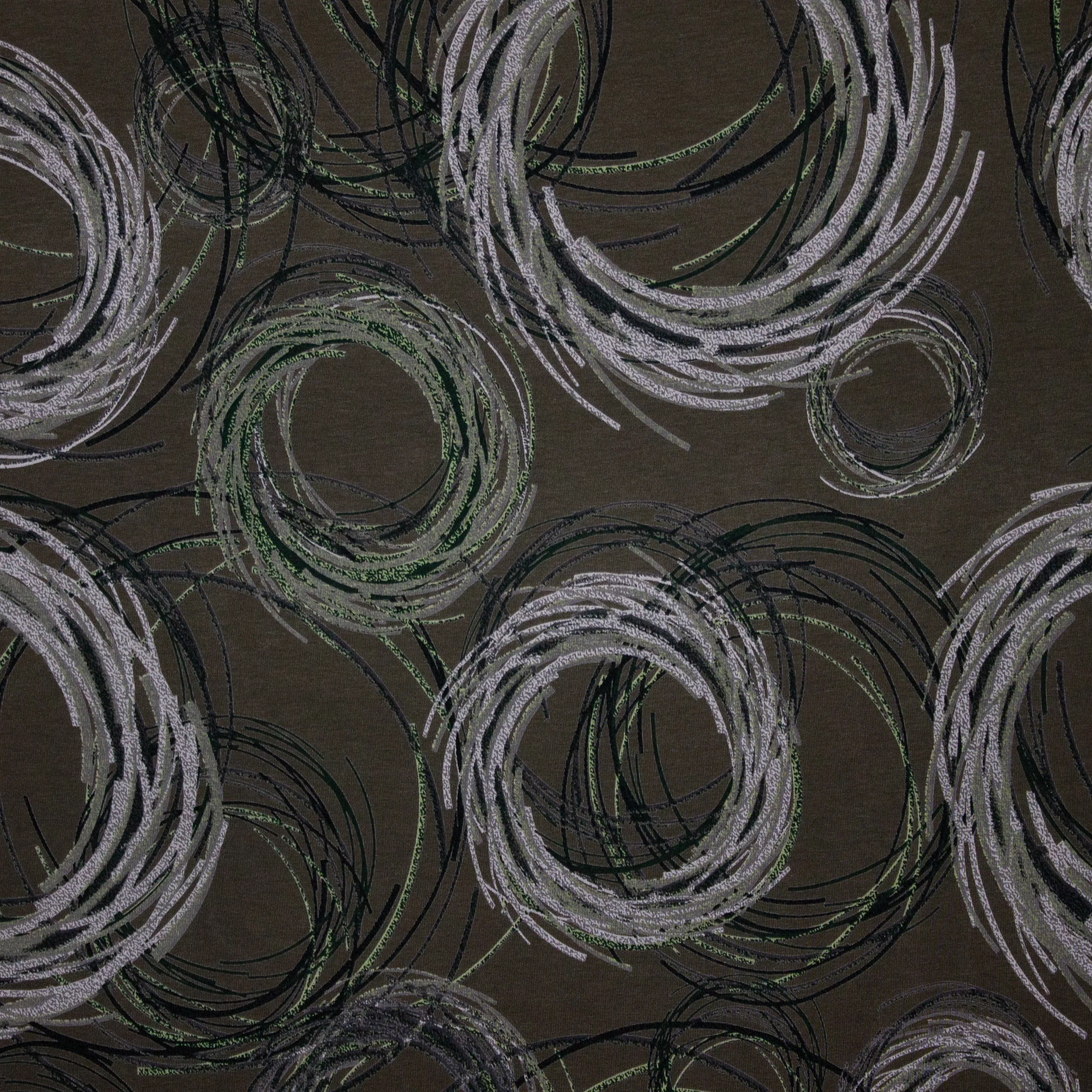 Kaki viscose tricot met cirkels van My Image
