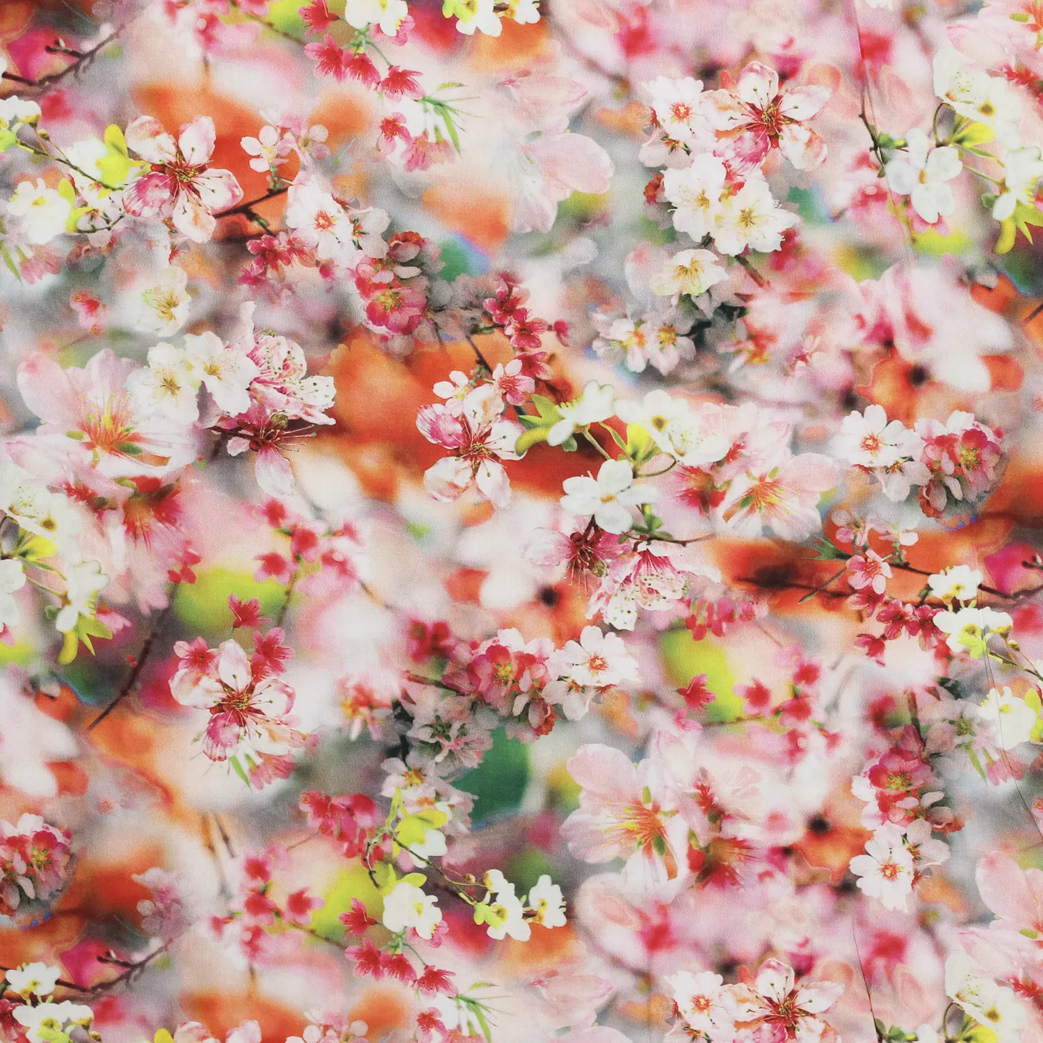 Viscose met roze digitale bloemenprint