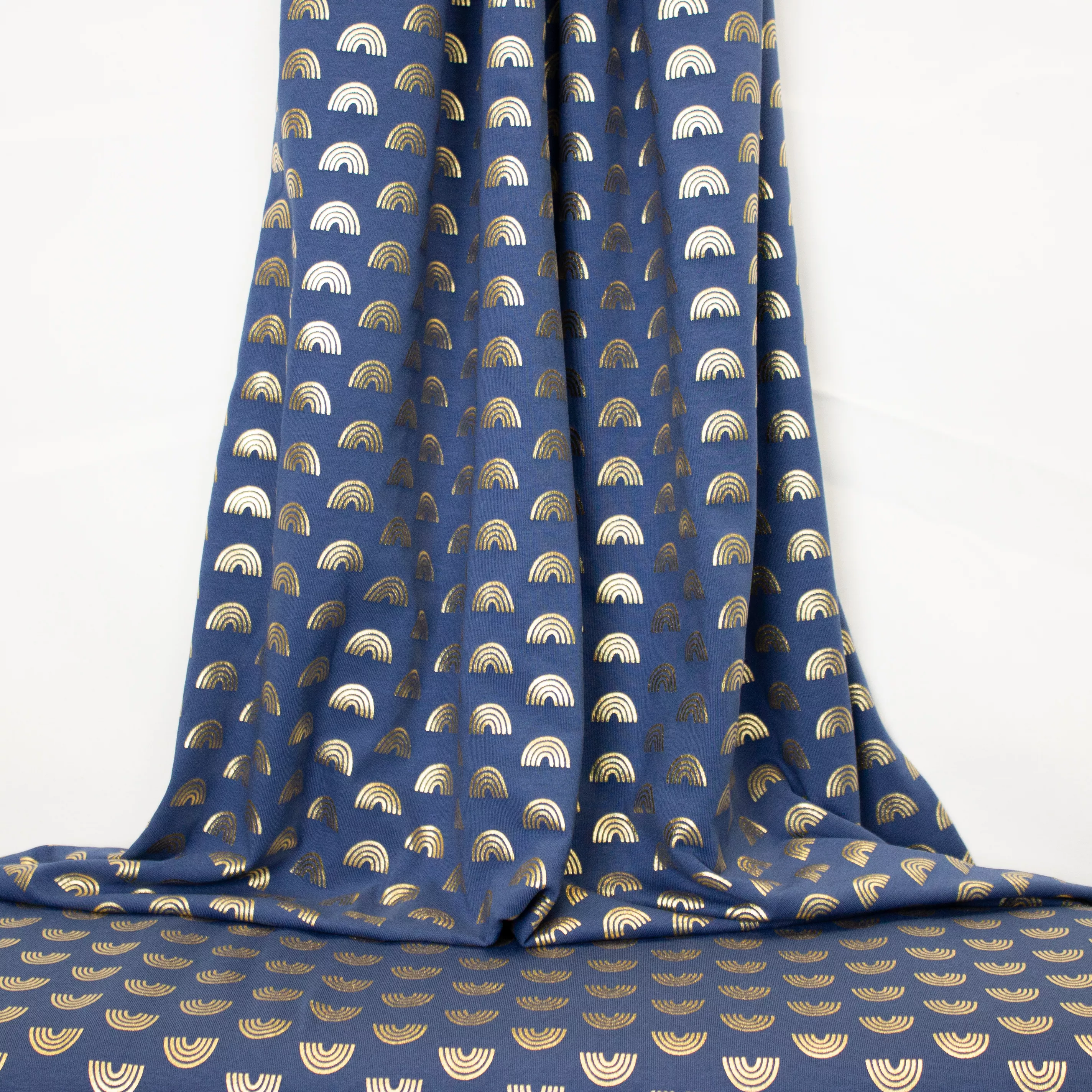 Blauwe Tricot met Gouden Regenbogen
