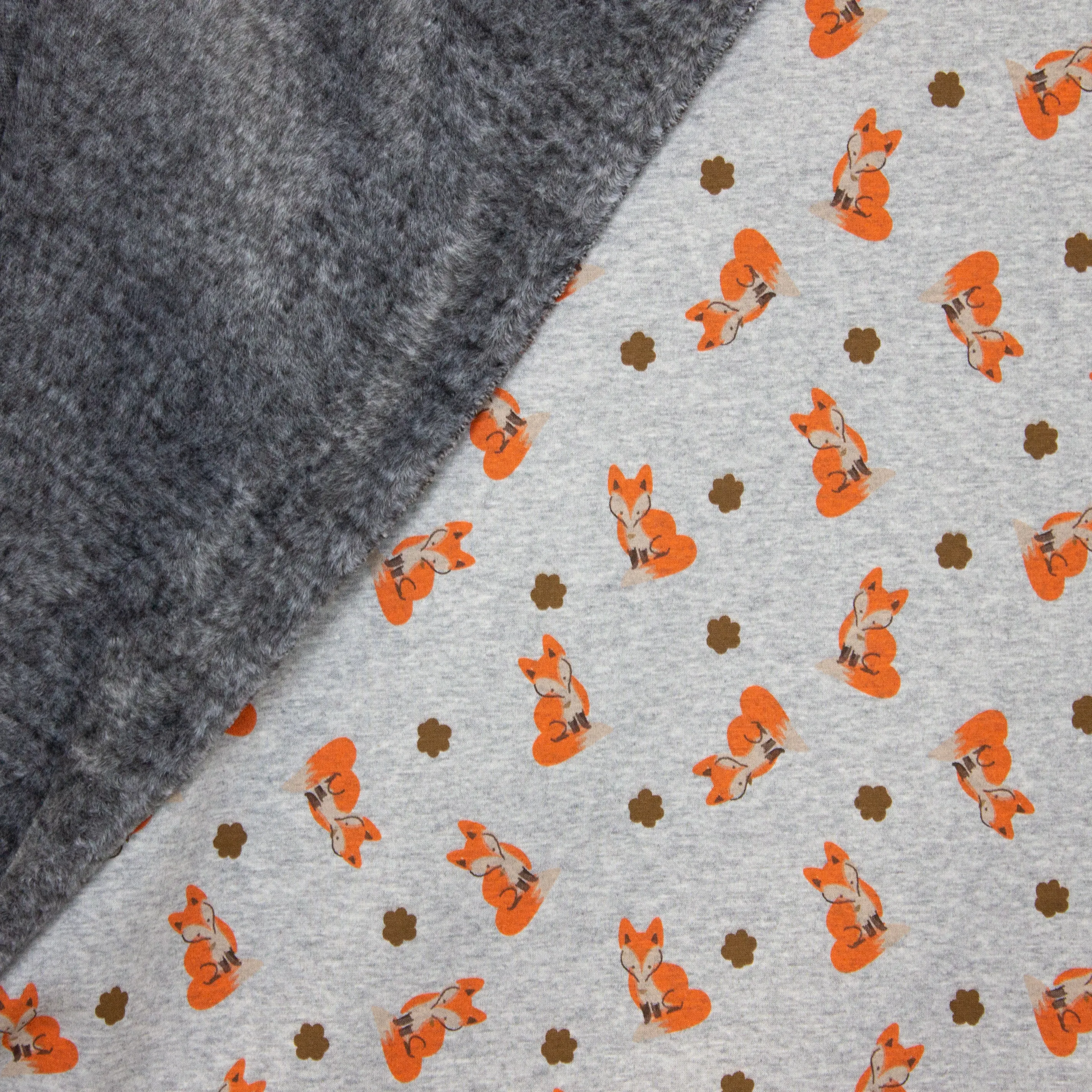 Grijze Gemêleerde Fleece met Vossen