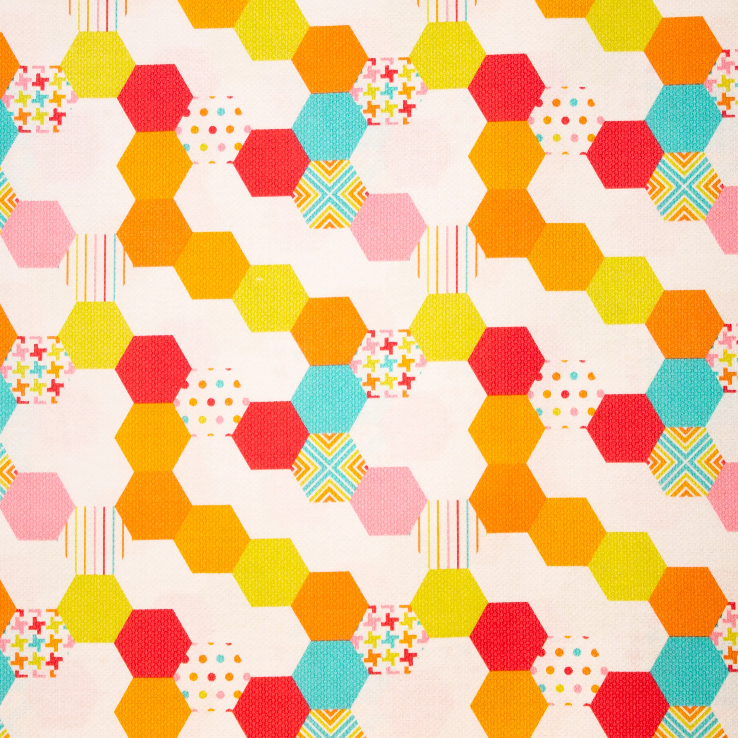 Witte Gespikkelde Katoen met Hexagon Patroon