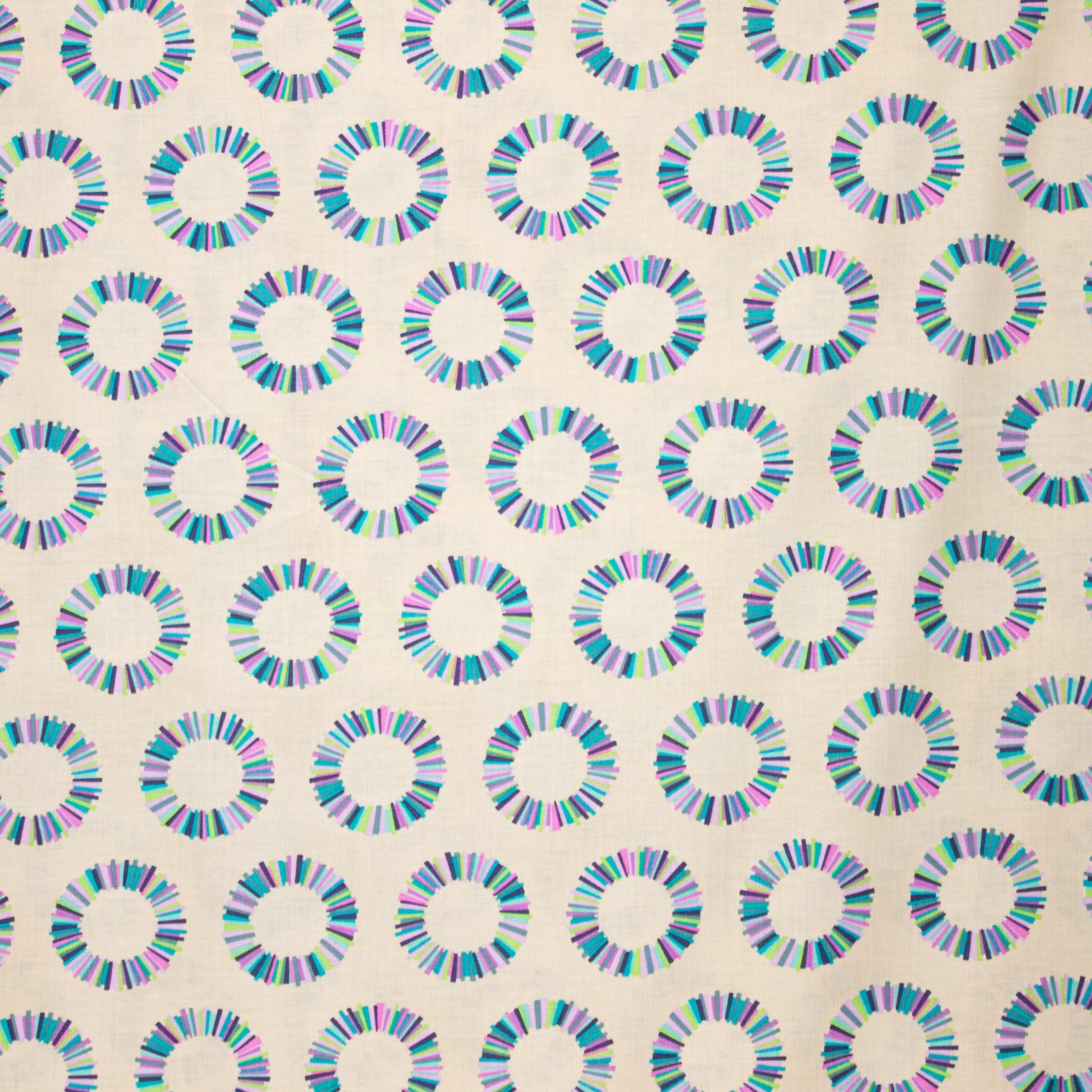 Beige Katoen met Gekleurde Cirkels