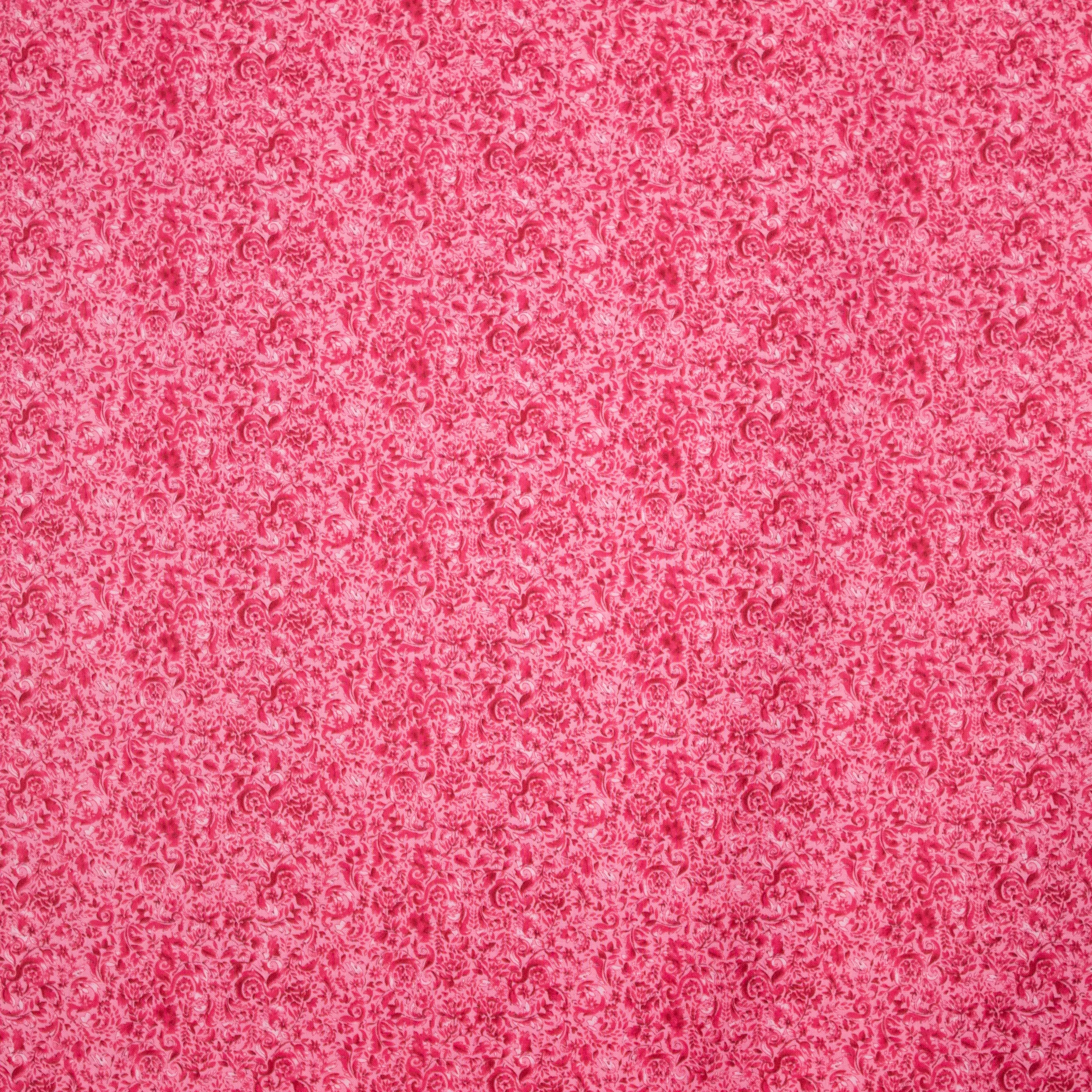 Roze Katoen met Krullende Bladeren Patroon