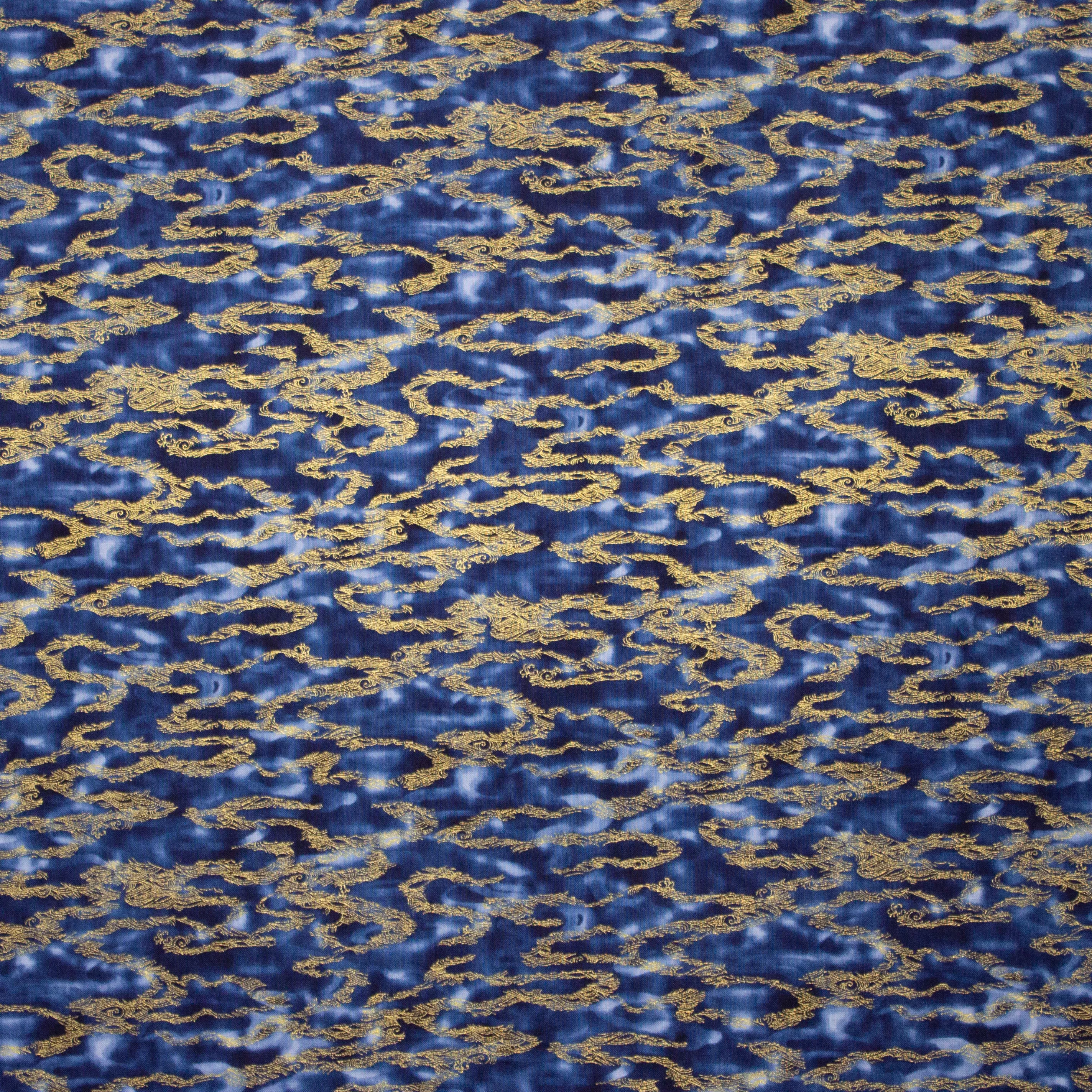 Blauwe Katoen met Goud