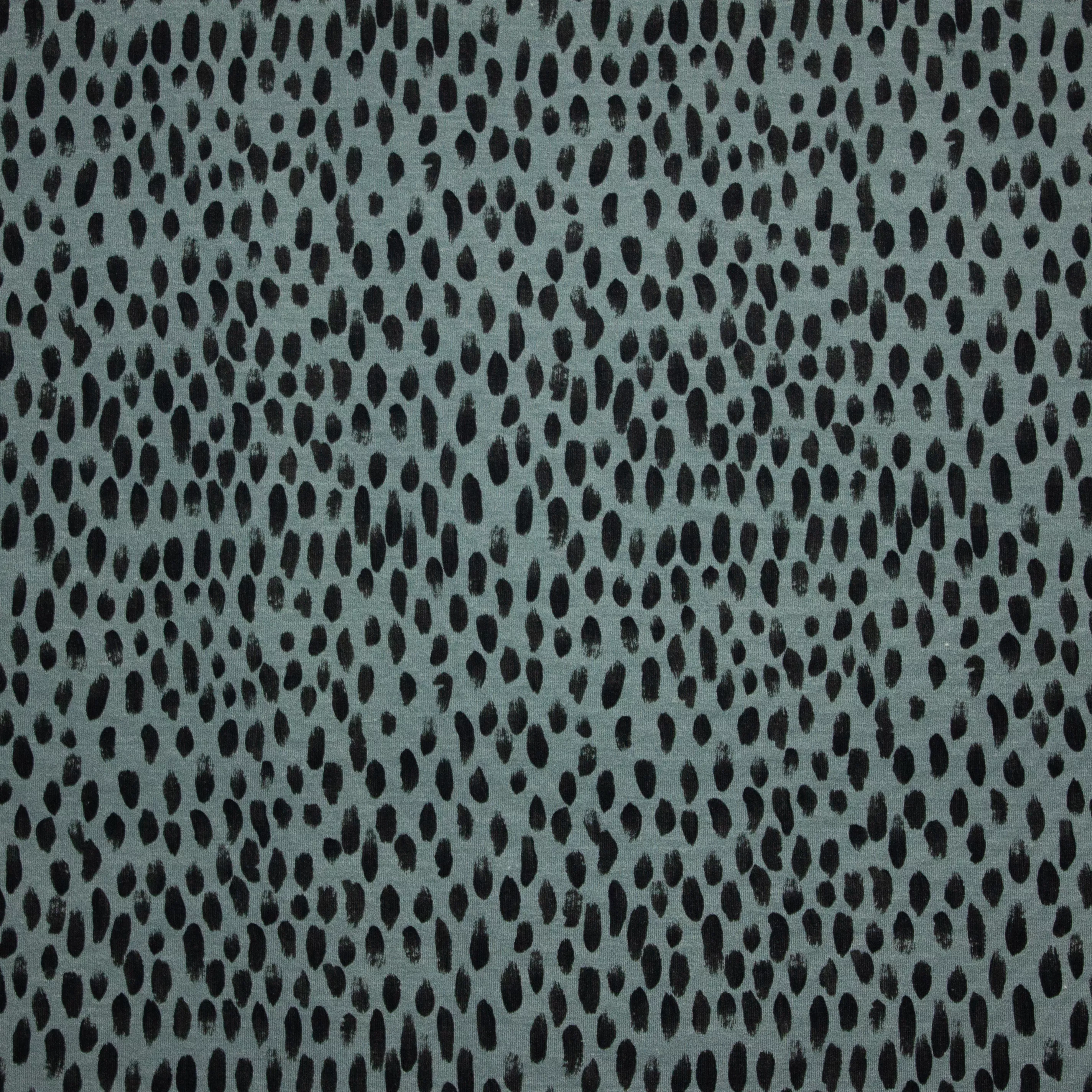 Blauwgrijze French Terry met Zwarte Brushstrokes