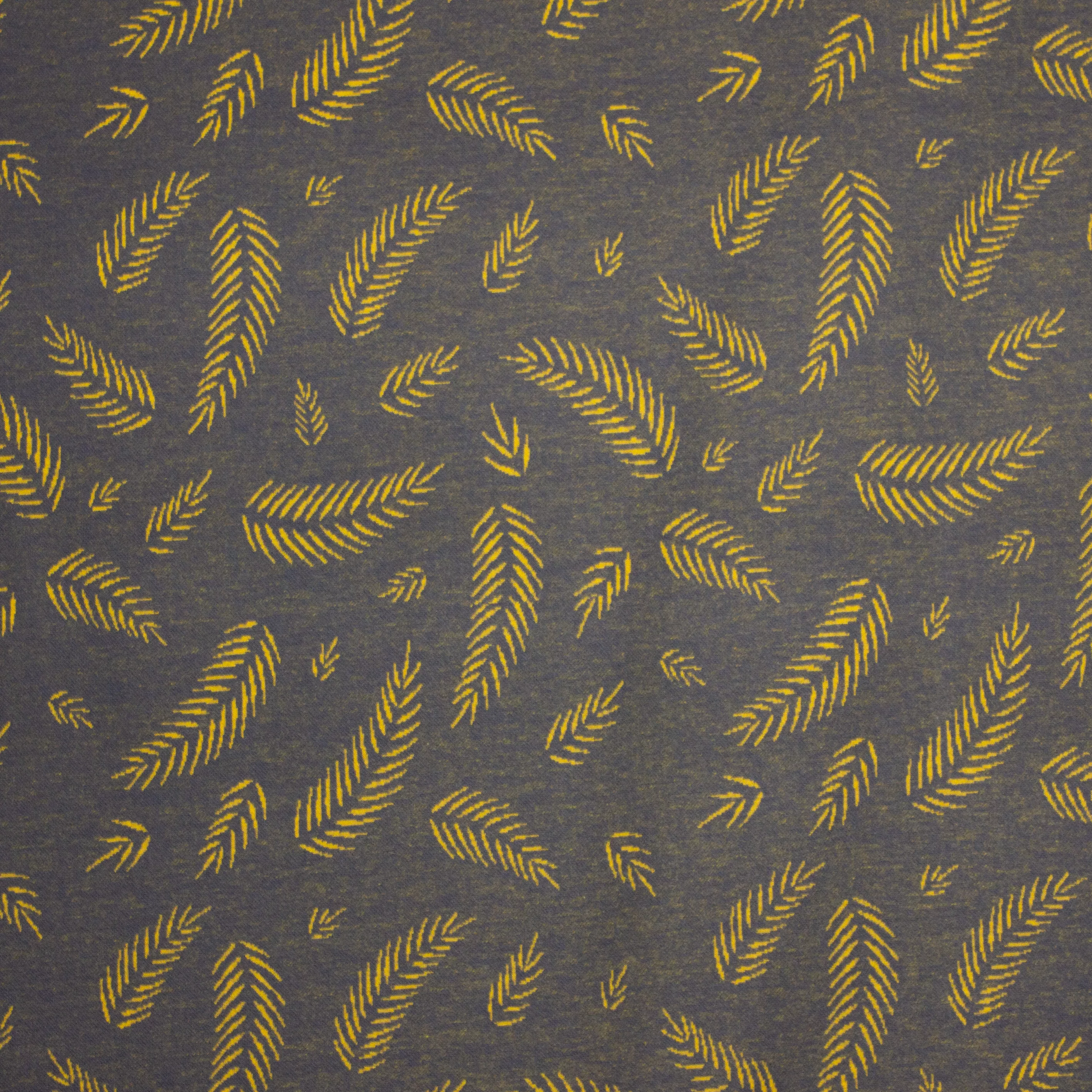 Grijze jacquard tricot met geel blad