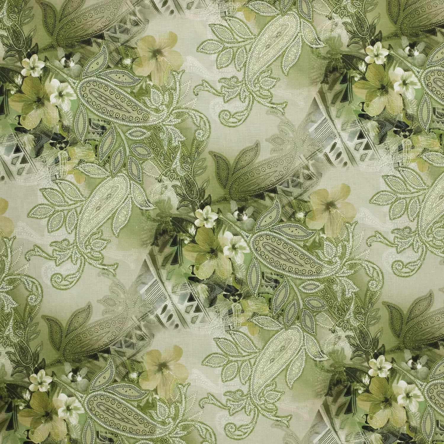 Linnen groen met bloemen print