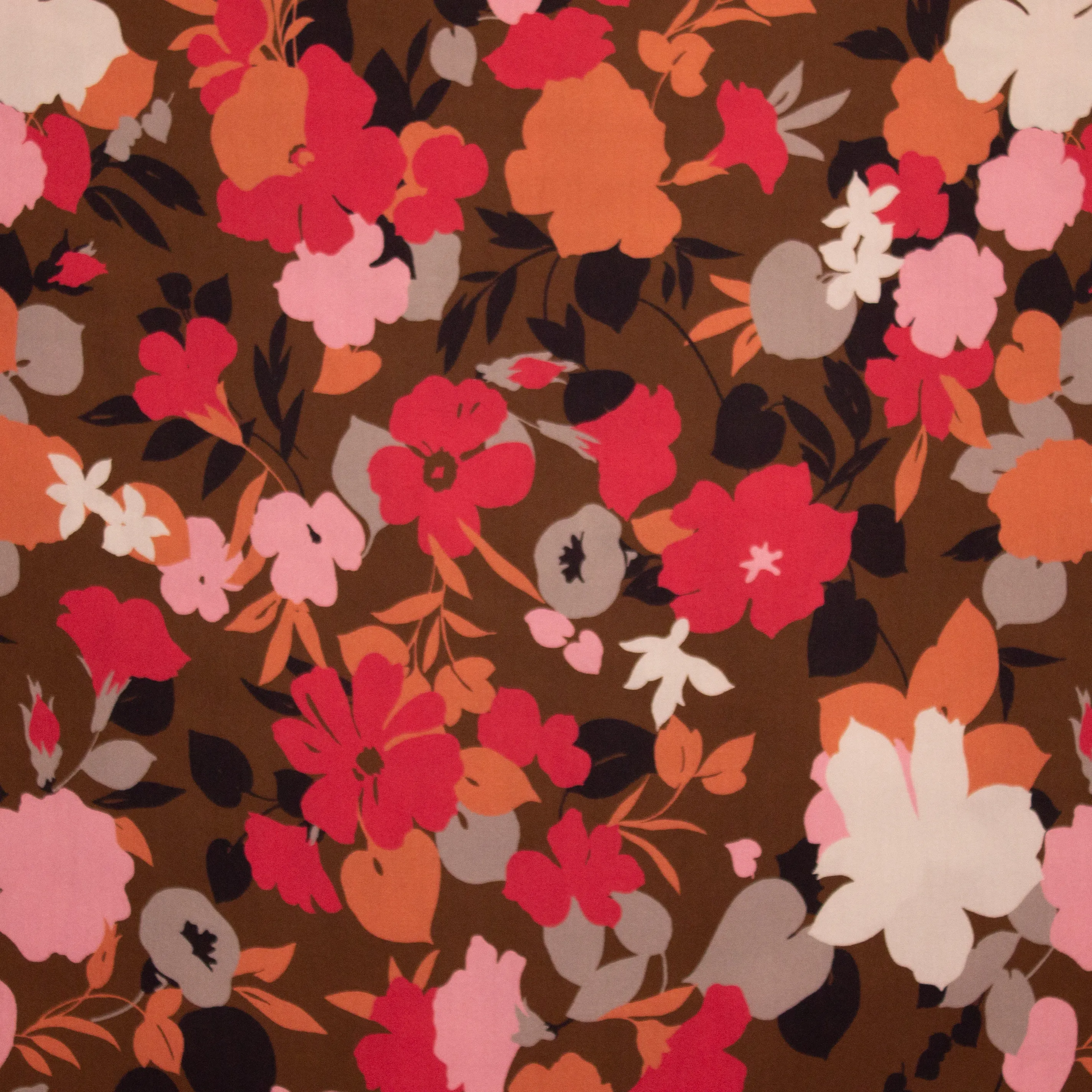 Bruine Viscose met Bloemen