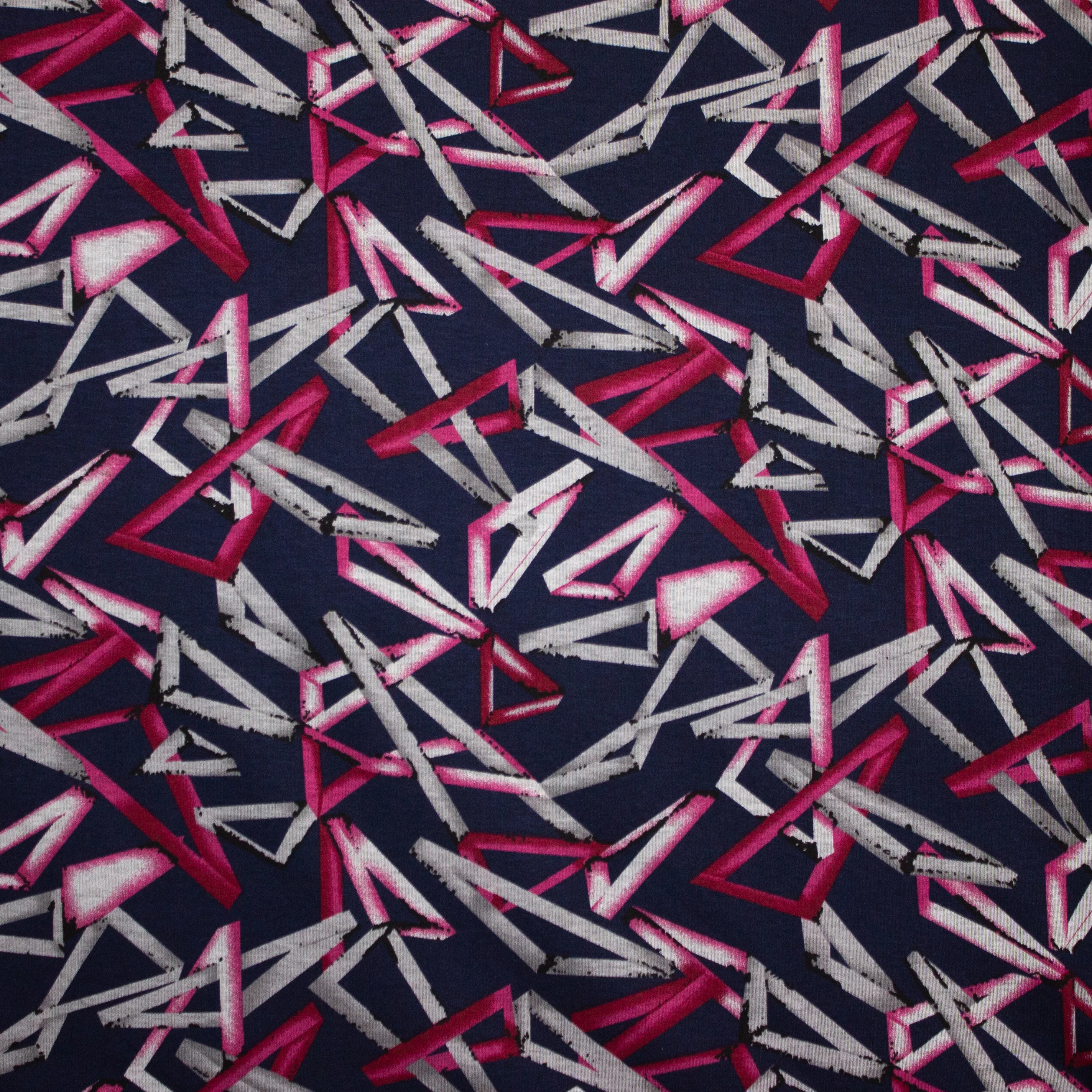 Polyester donkerblauw met  roos motief