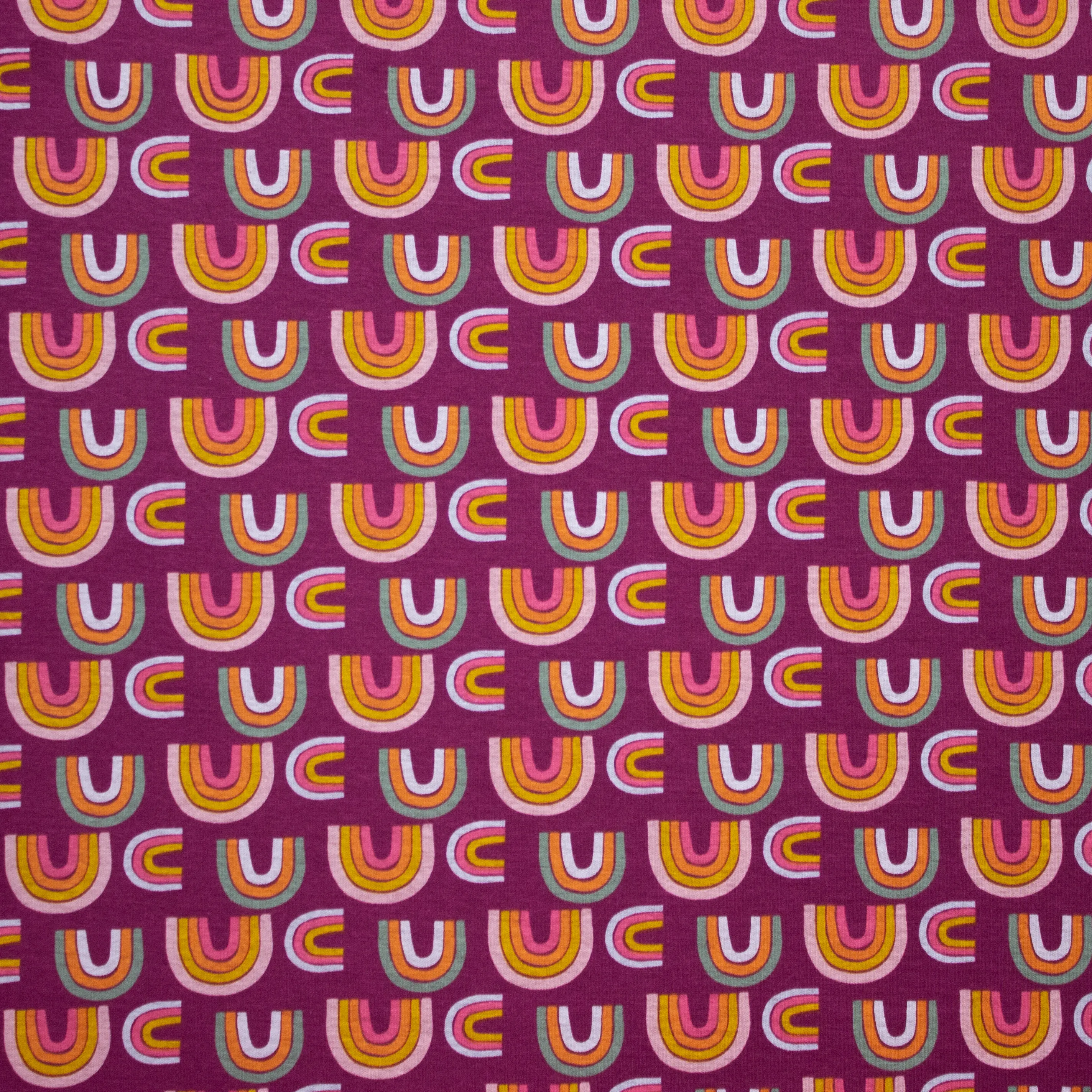 Paarse Polyester met Regenboogjes