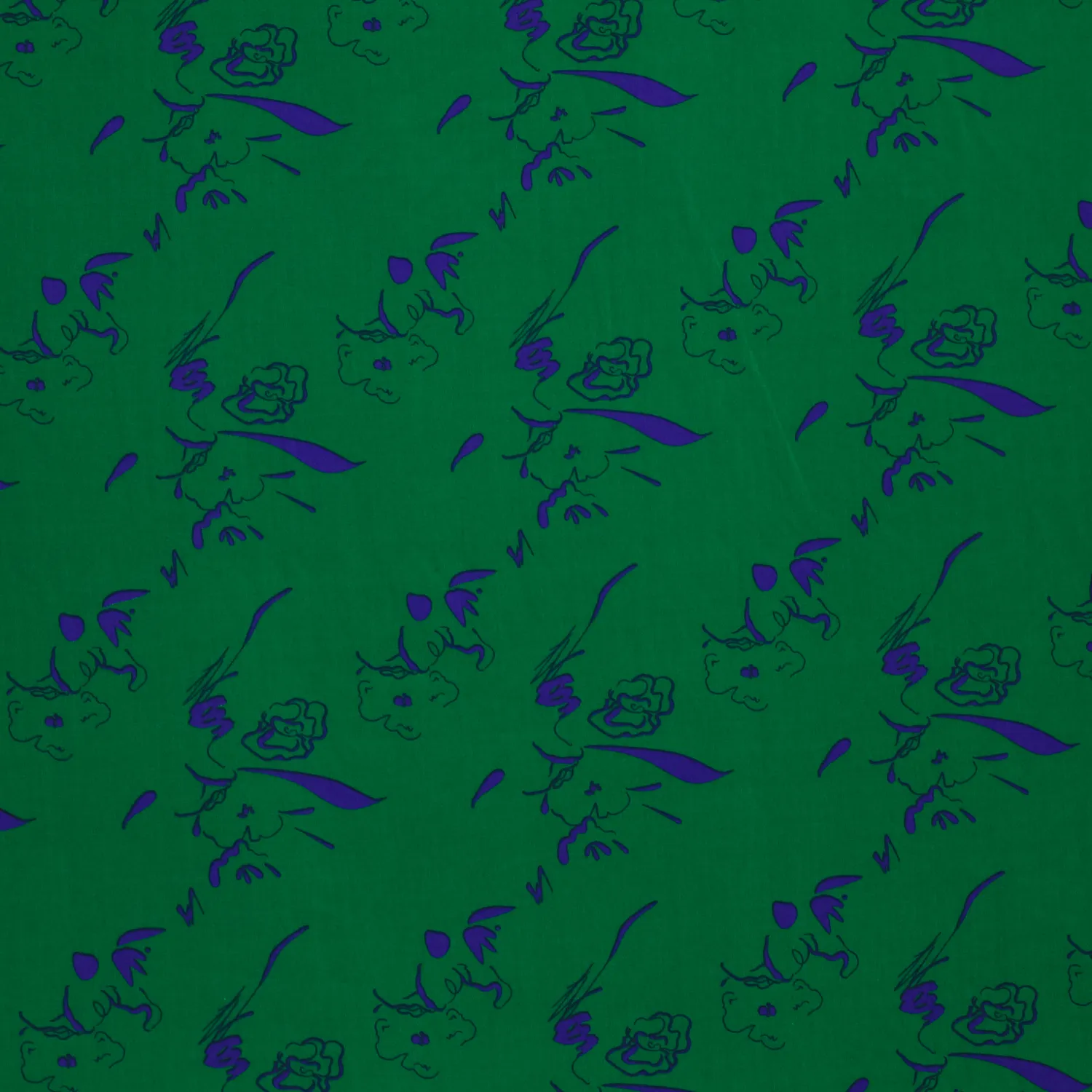 Viscose tencel donkergroen met blauwe bloemen - Fibre Mood