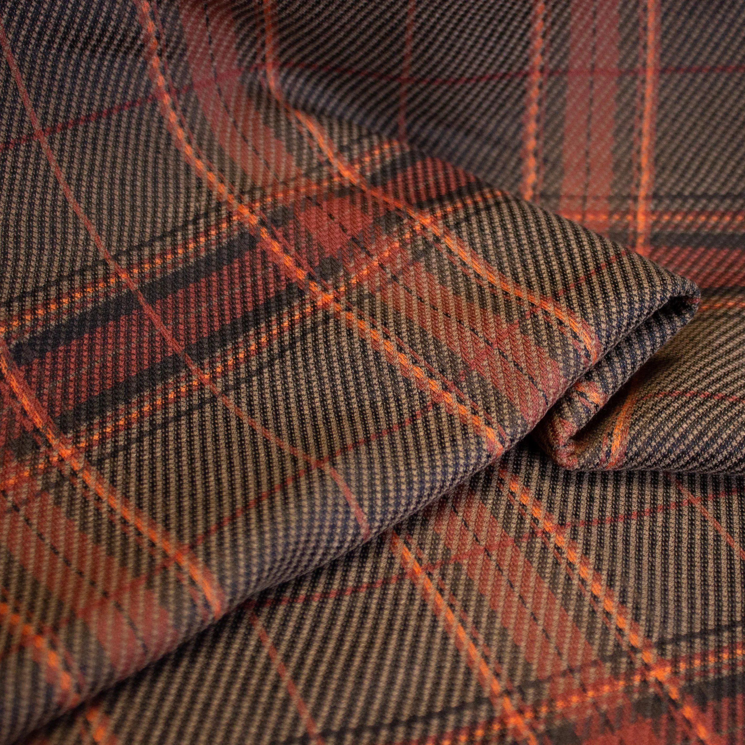 Geweven polyester / viscose mengeling met ruiten