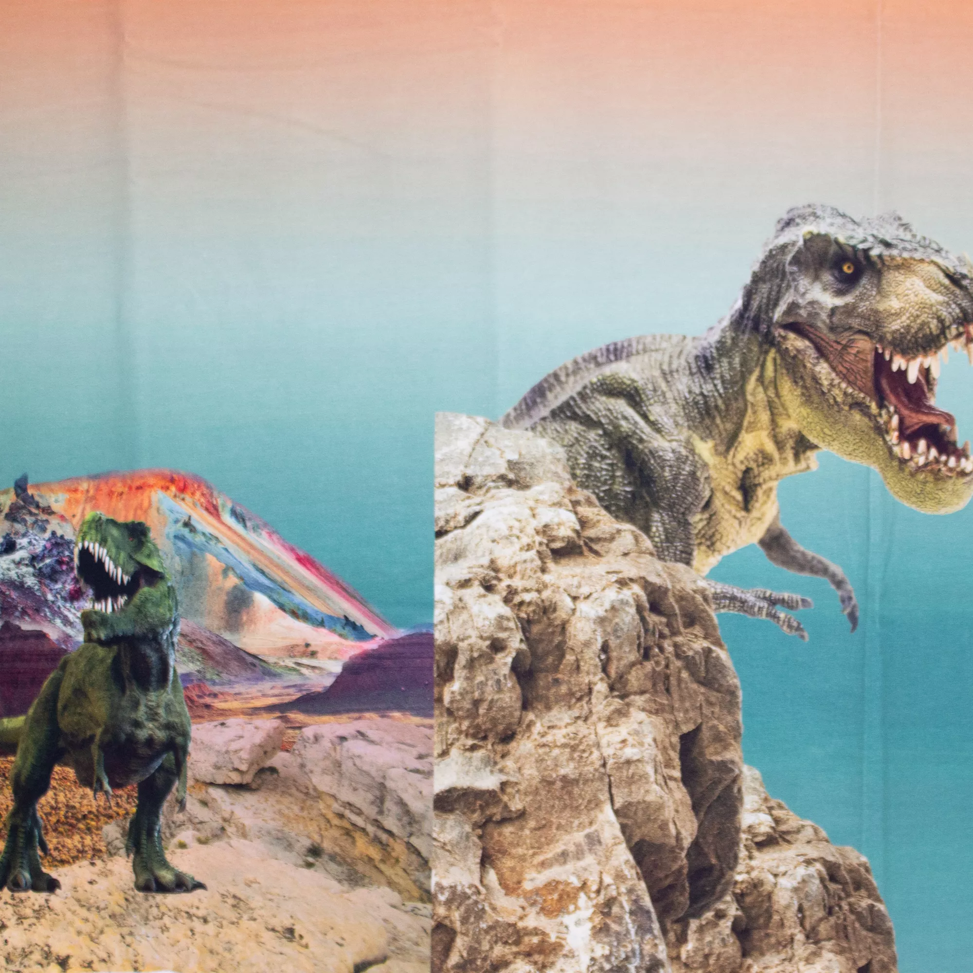 French terry paneel met een dino
