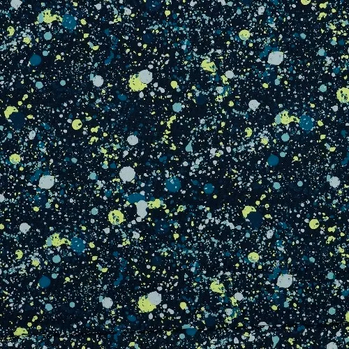 Tricot blauw met neon vlekken