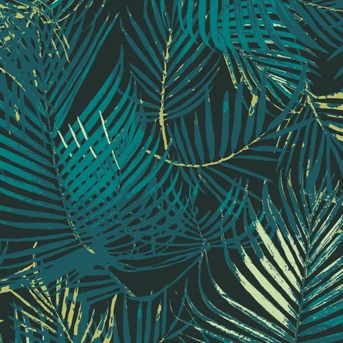 Rayon blauwgroen met palm bladeren - Art Gallery