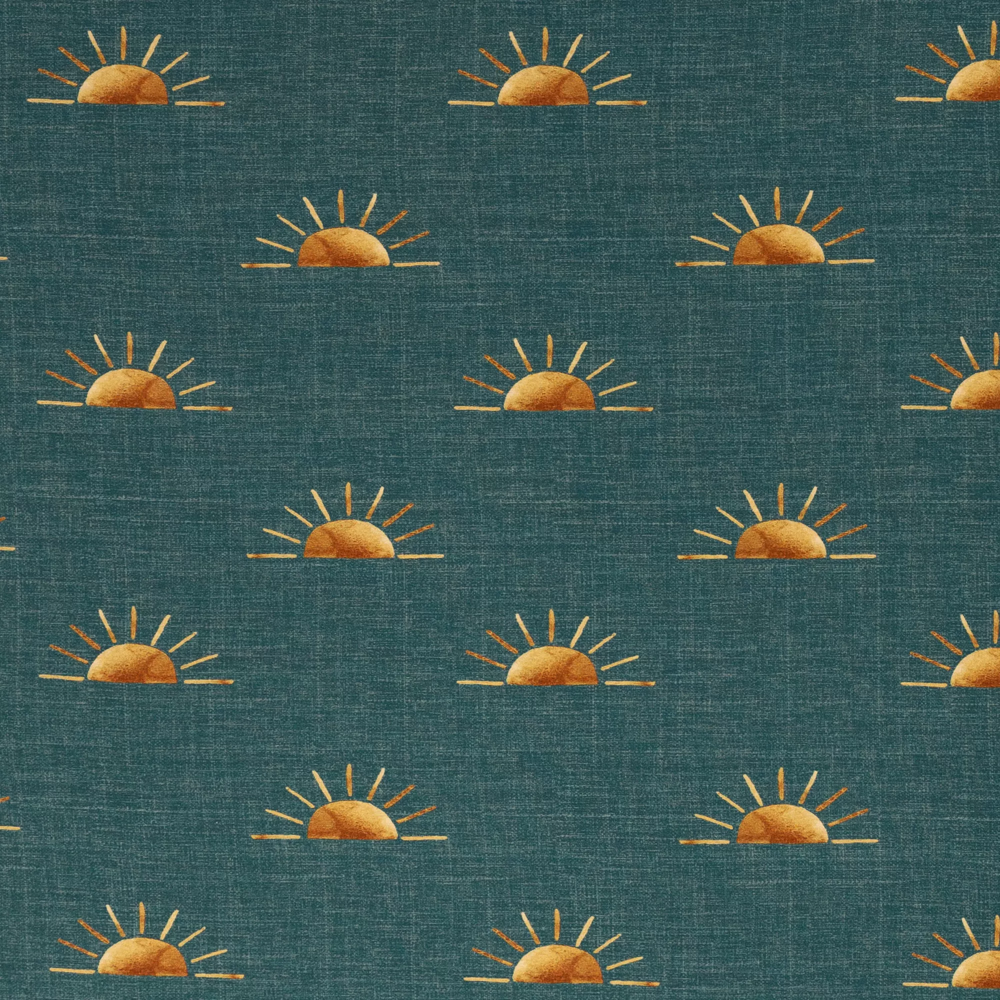 Turquoise gemêleerde katoen tricot met zonnen
