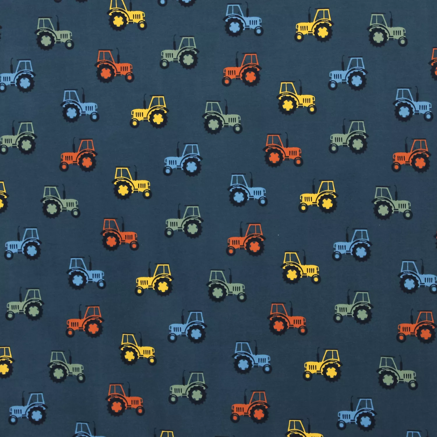 Tricot blauw met tractors - Poppy
