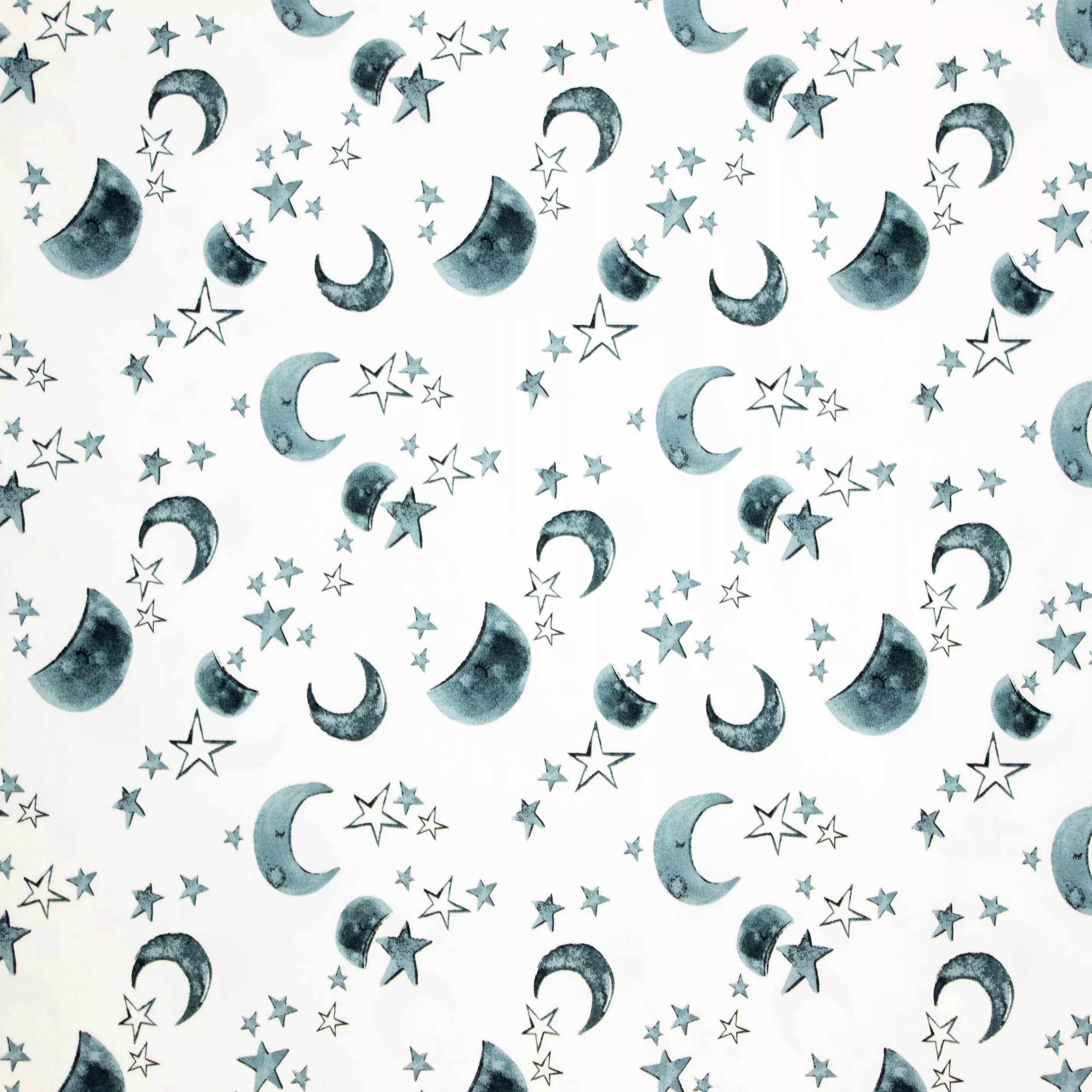 Katoen Tricot Stars & Moon Dusty Blue