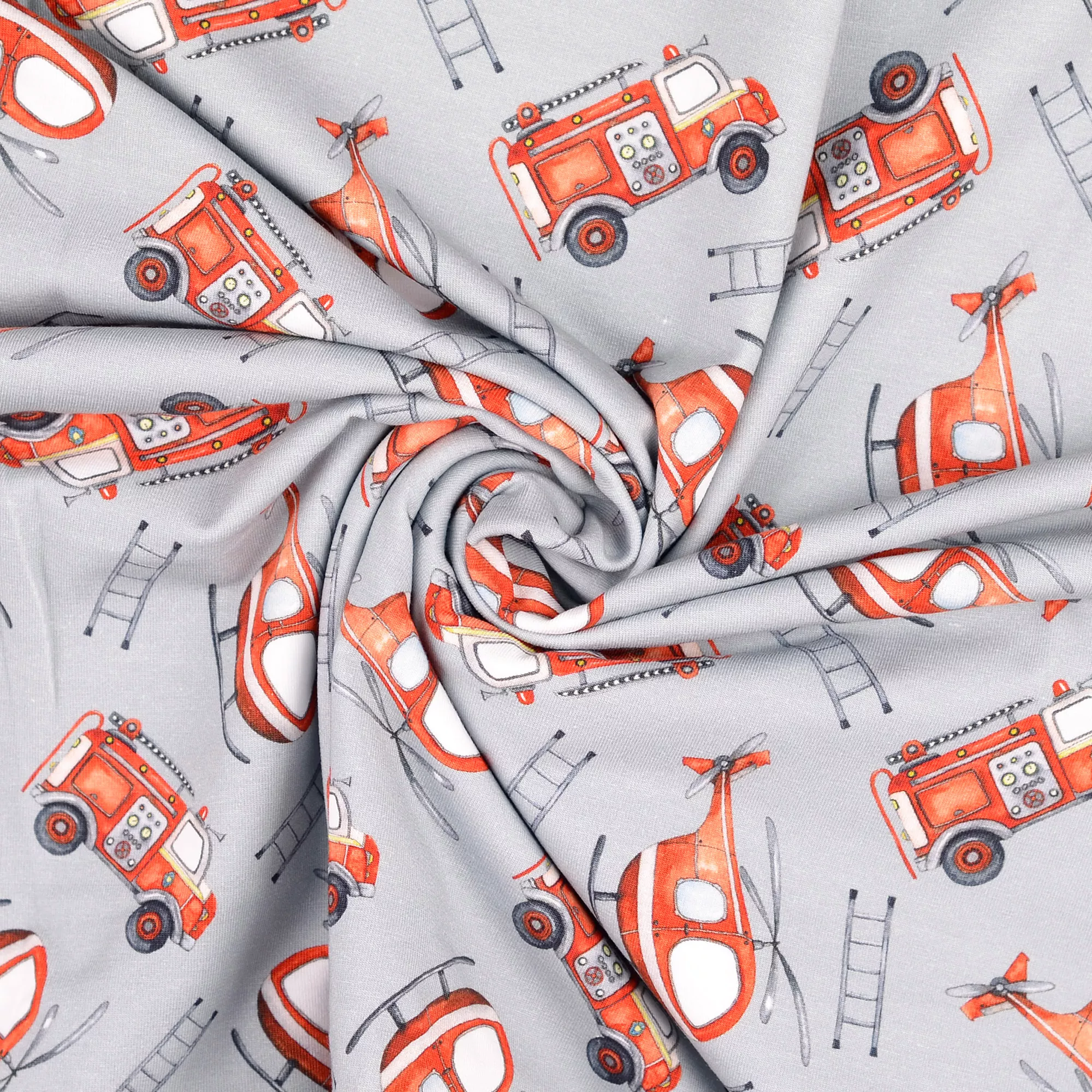 Tricot grijs met brandweer print - Little Darling