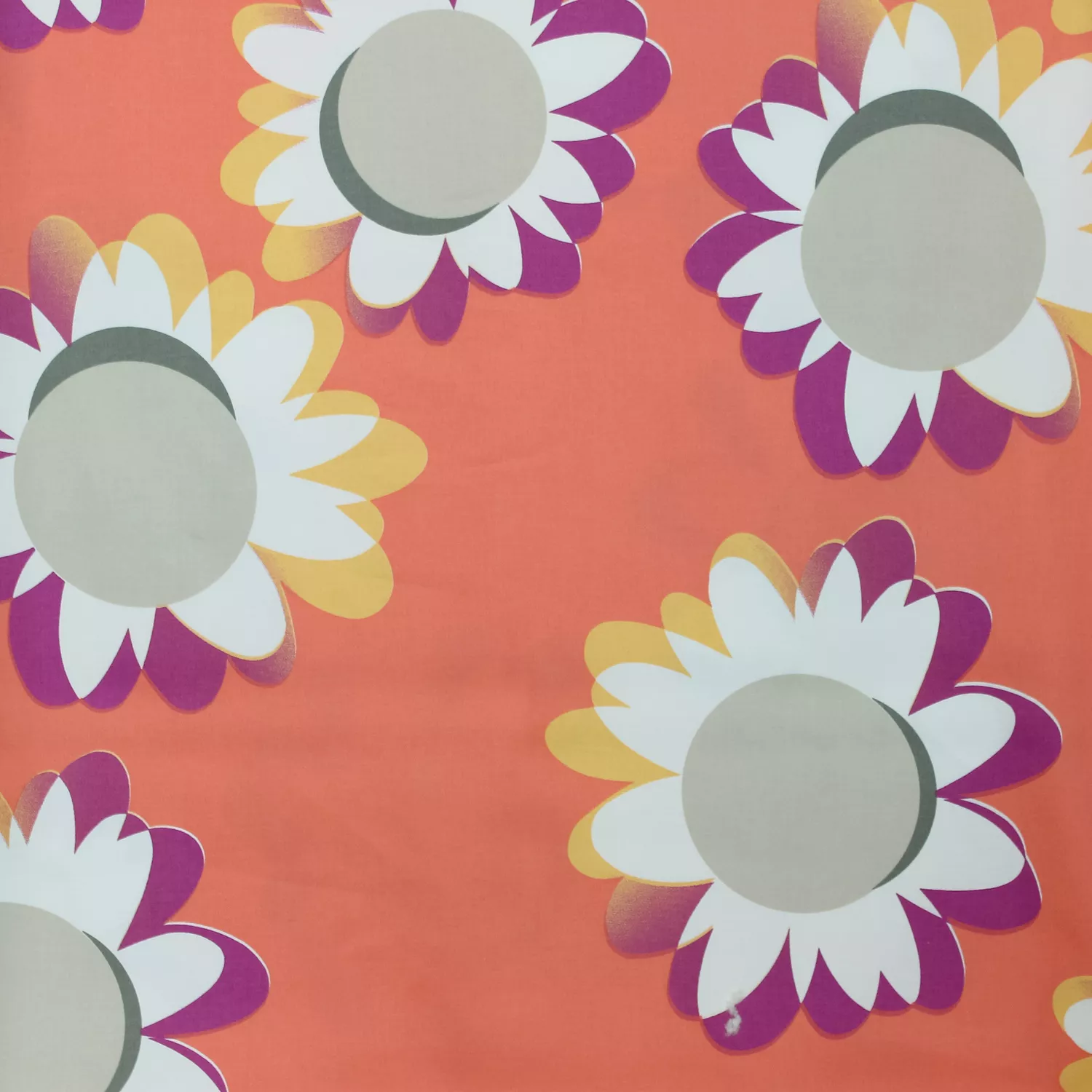 Katoen stretch zalmkleur met bloemen