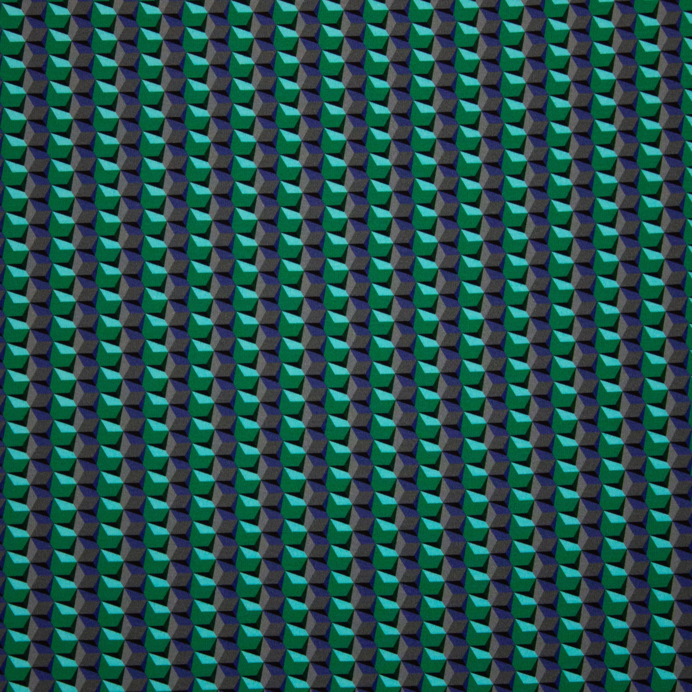 Italiaanse Punta di Roma met groen / blauw geometrisch motief - Alta Moda
