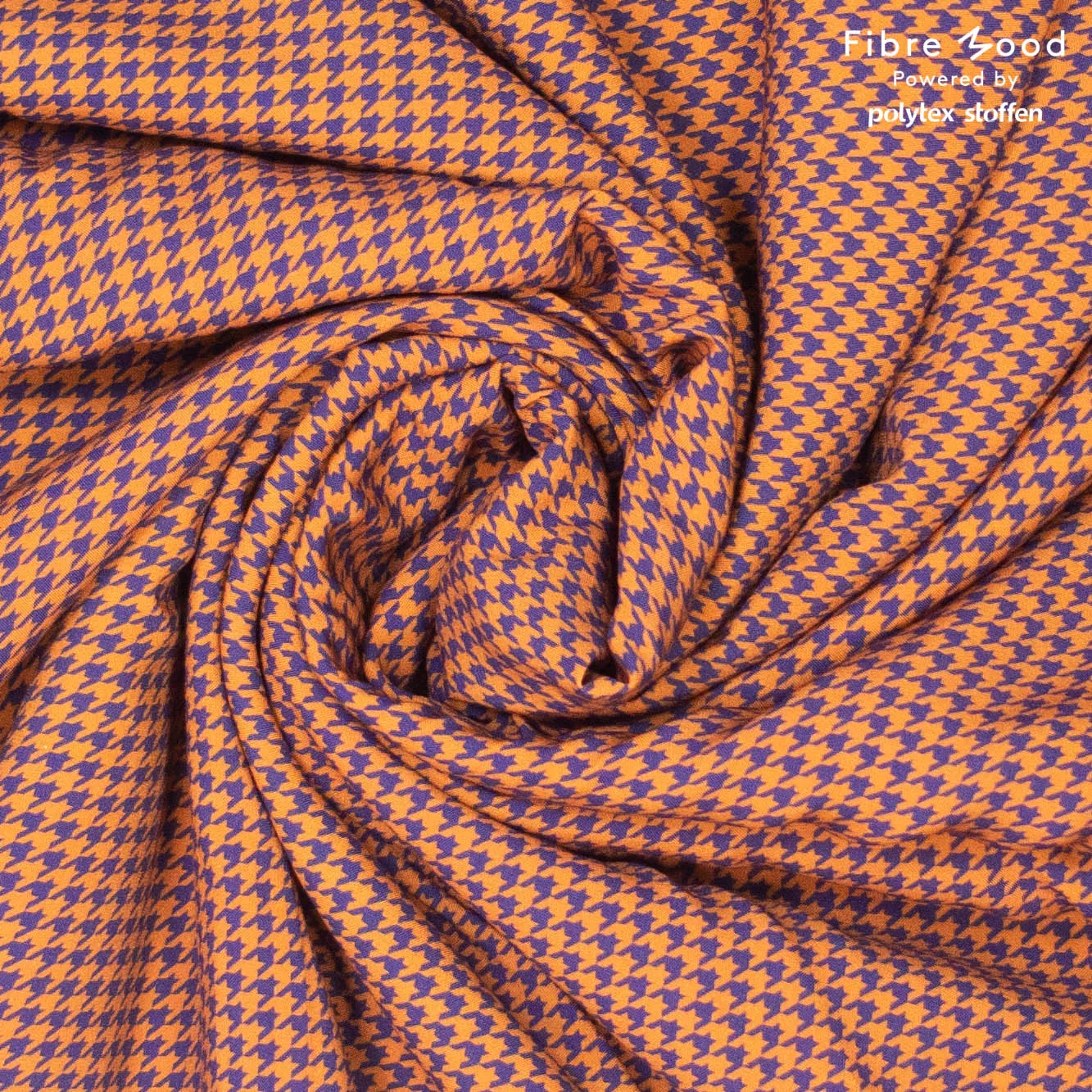 Bruine viscose met pied-de-poule motief van Fibre Mood
