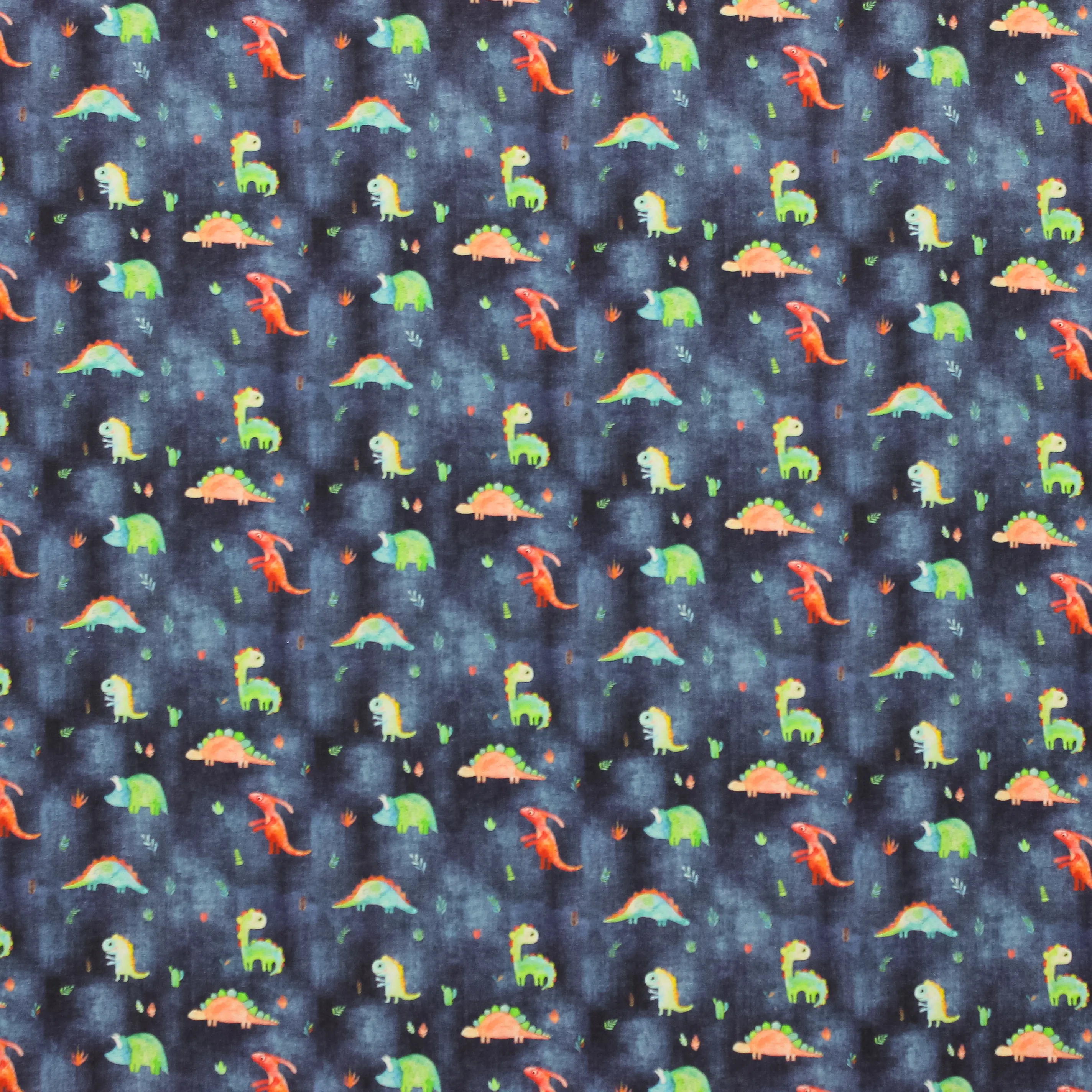 Blauwe tricot met fluo dino's