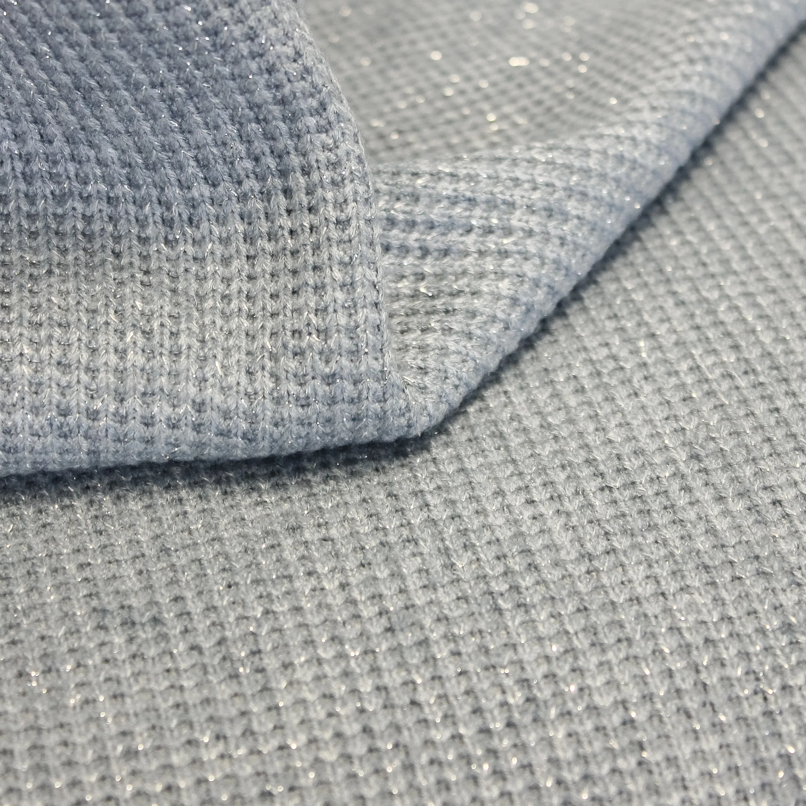 Lurex knit blauwgrijs met zilverdraad