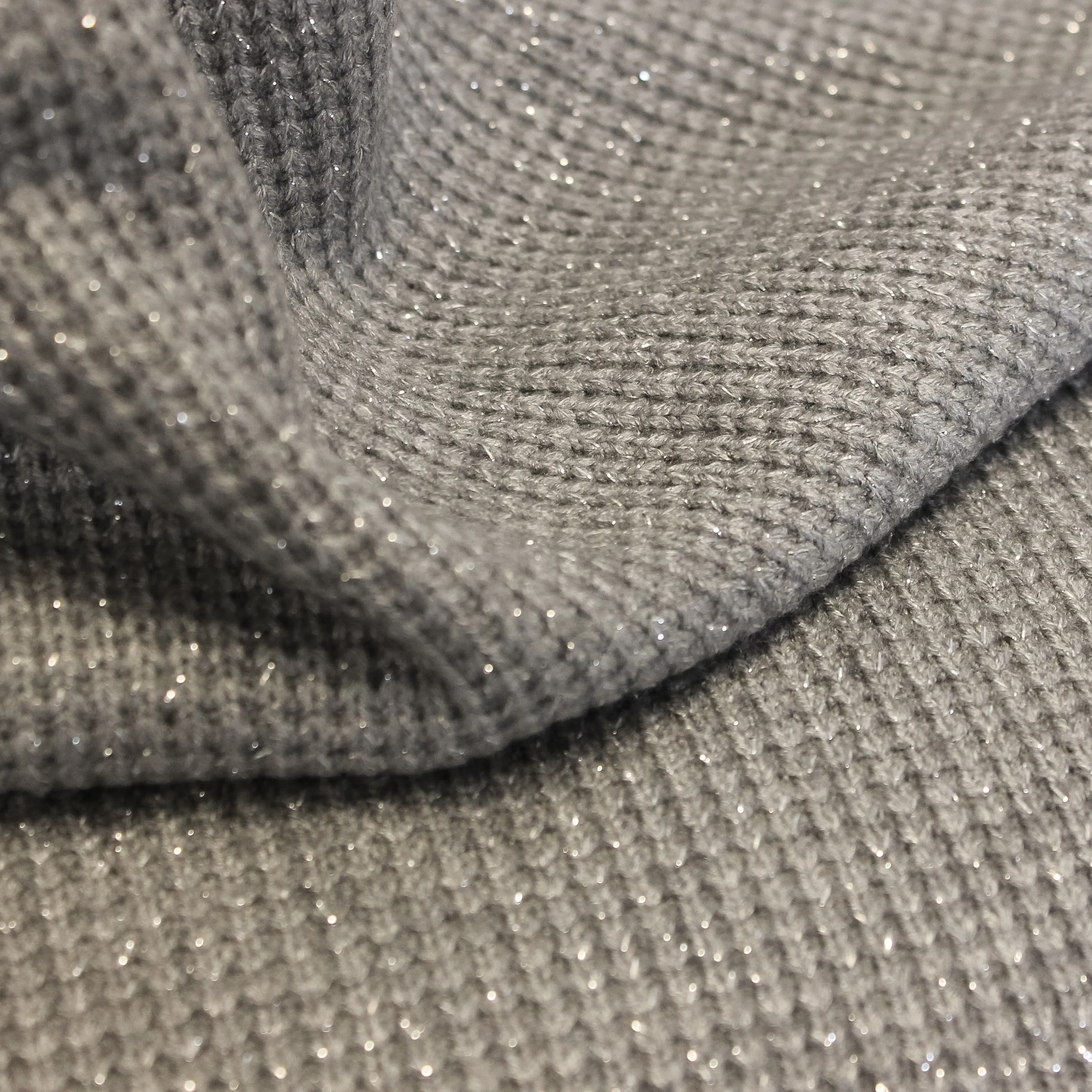 Lurex Knit Grijs met Zilverdraad