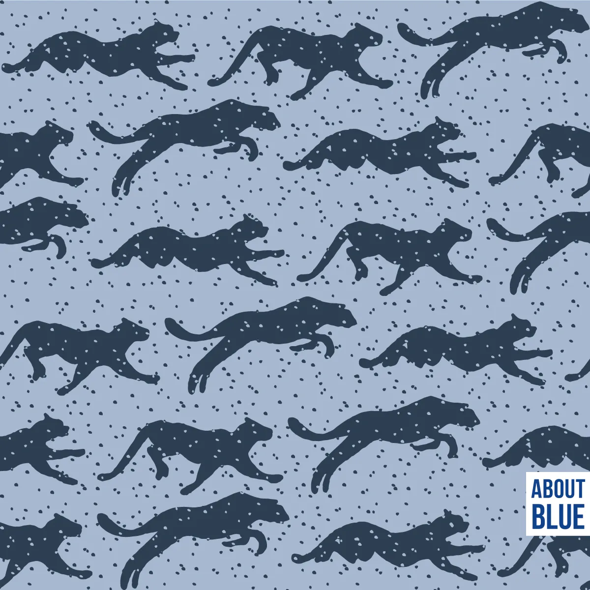 Blauwe spons badstof met panters van About Blue
