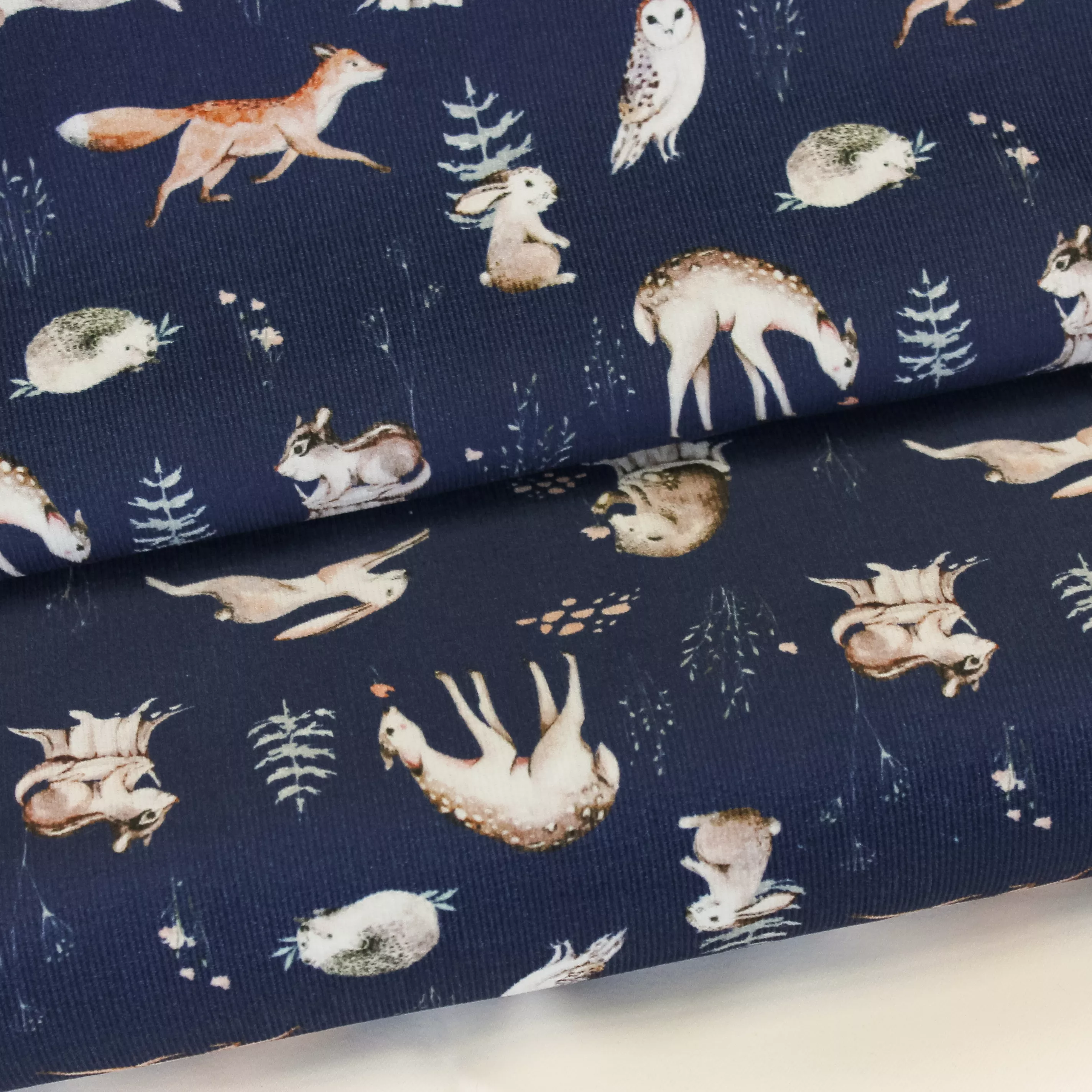 Donker Blauwe Ribfluweel met Dieren