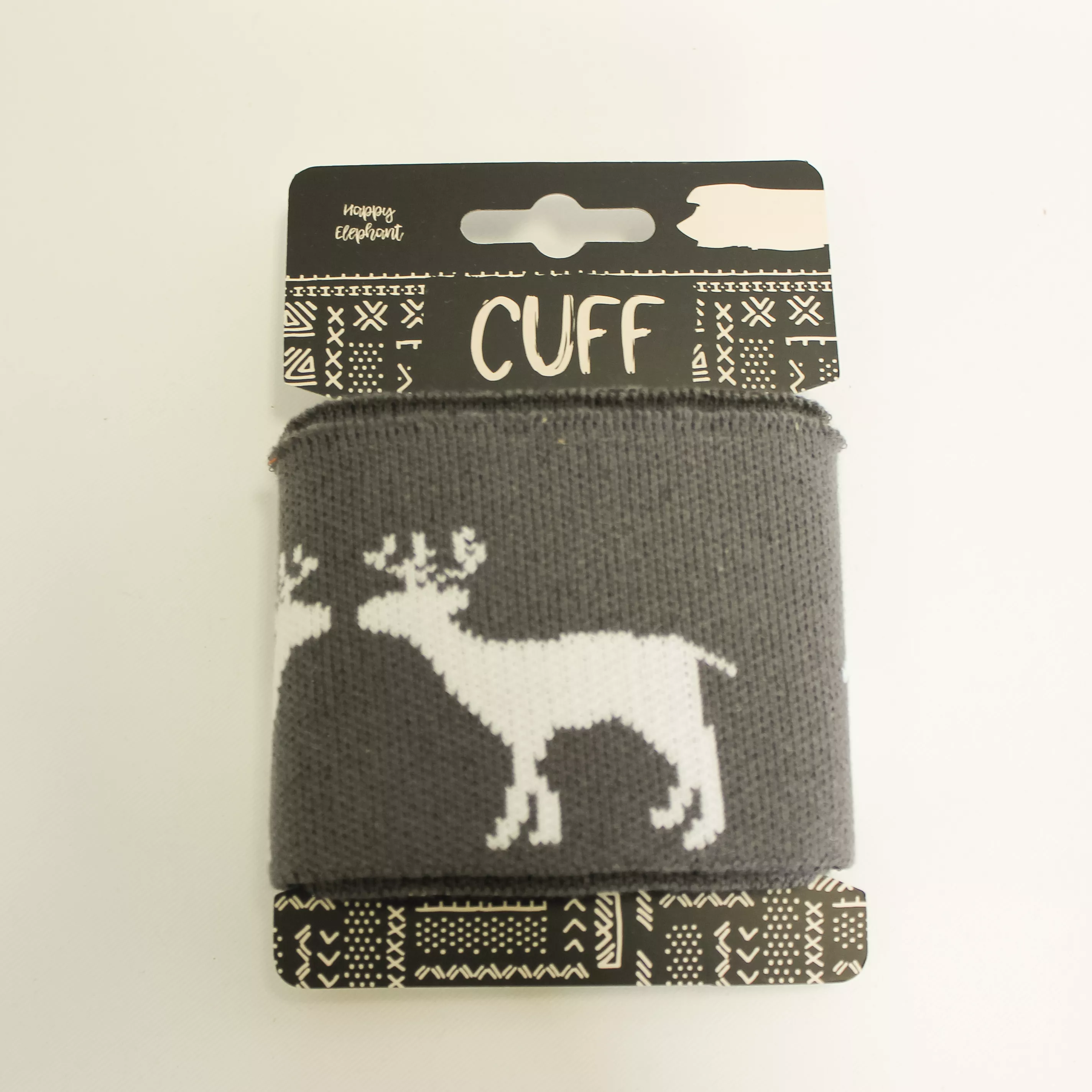 Donkergrijze cuff (boordstof) met rendieren