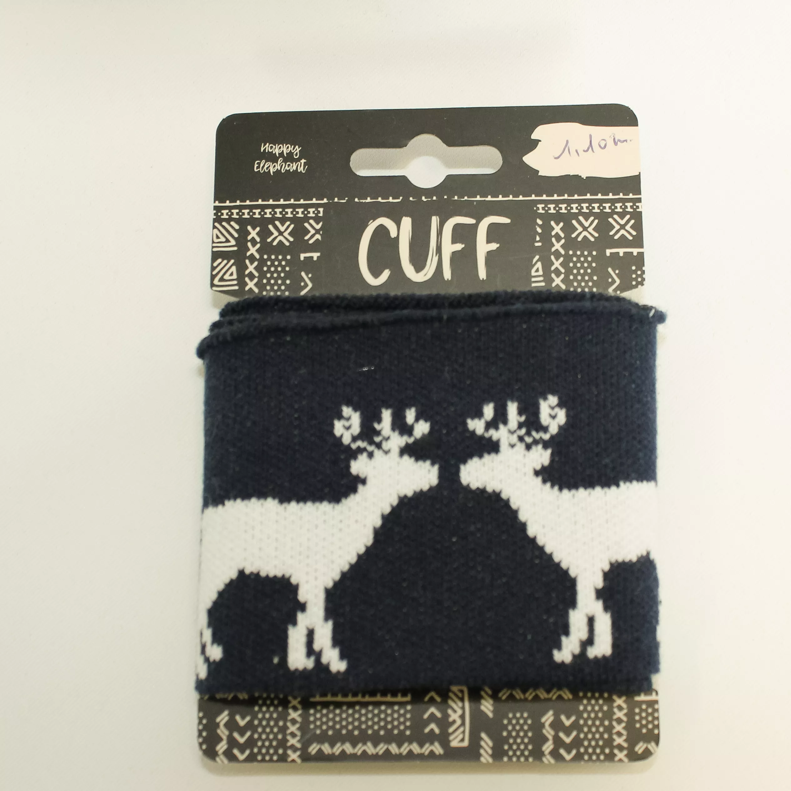Donkerblauwe cuff (boordstof) met rendieren