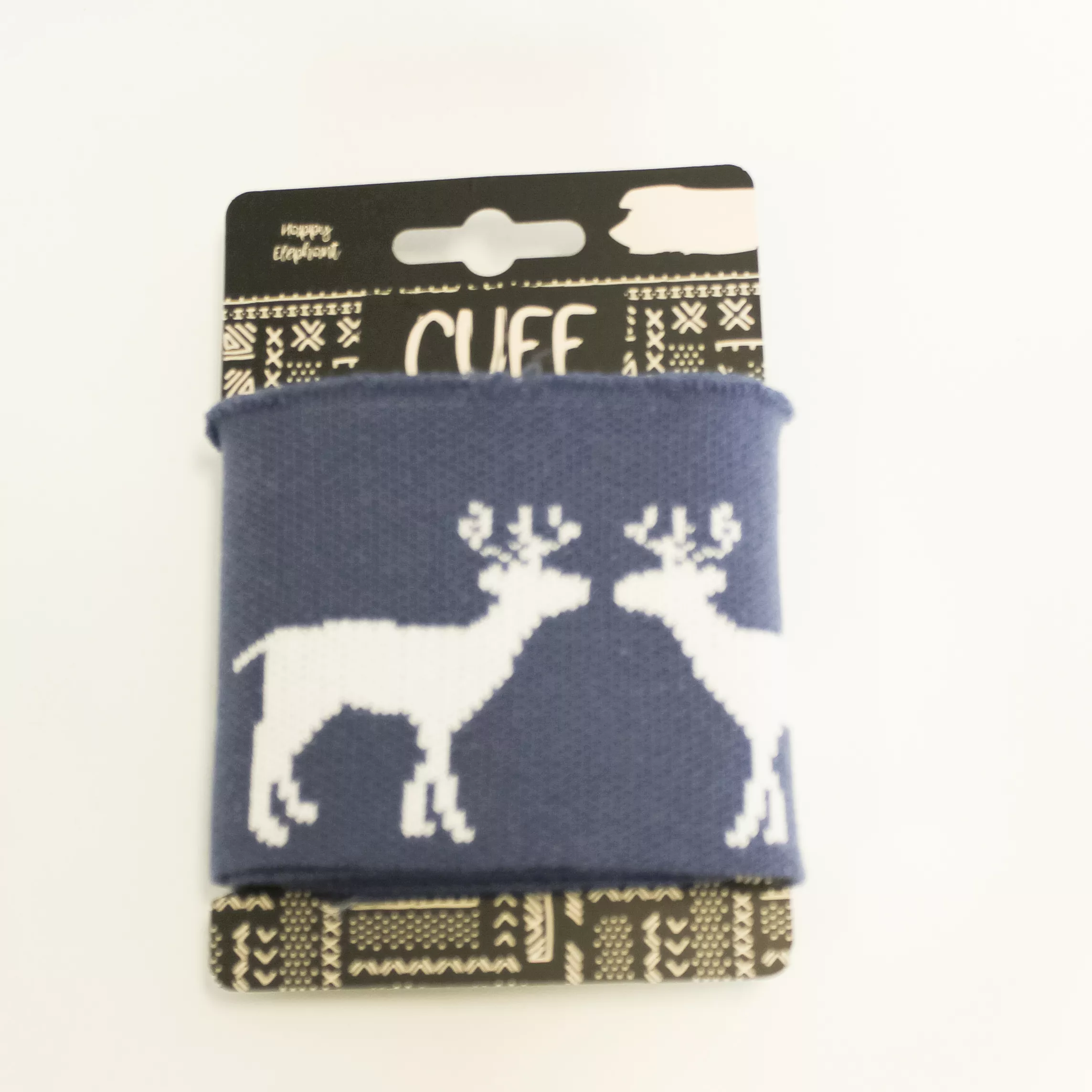 Blauwe cuff (boordstof) met rendieren