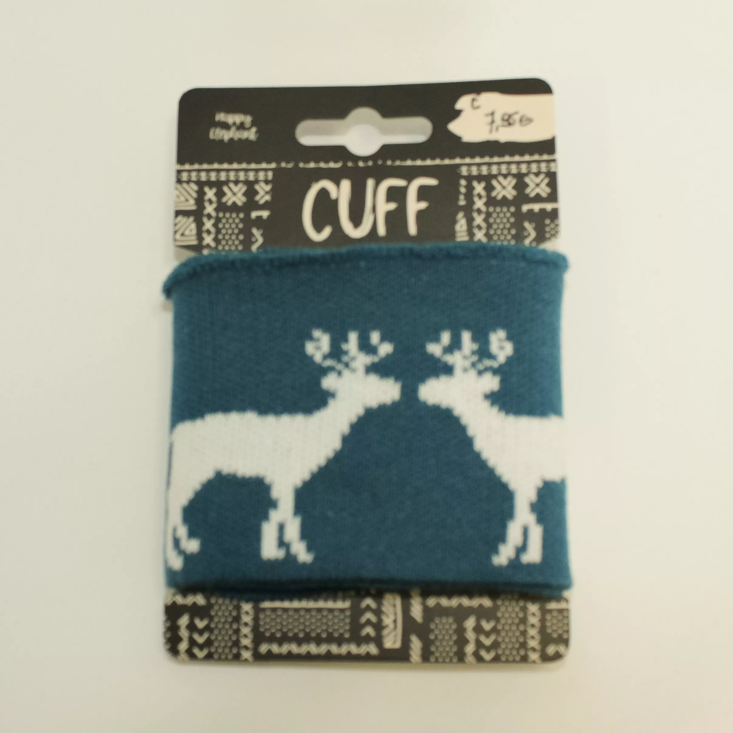 Blauwe cuff (boordstof) met rendieren